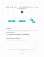 10.74 Ct.Tw.Total Carat Weight Cabochon Turquoise Pair from United States Appraisal