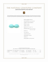 23.57 Ct.Tw.Total Carat Weight Greenish Blue Cabochon Turquoise Pair from USA Scan Report