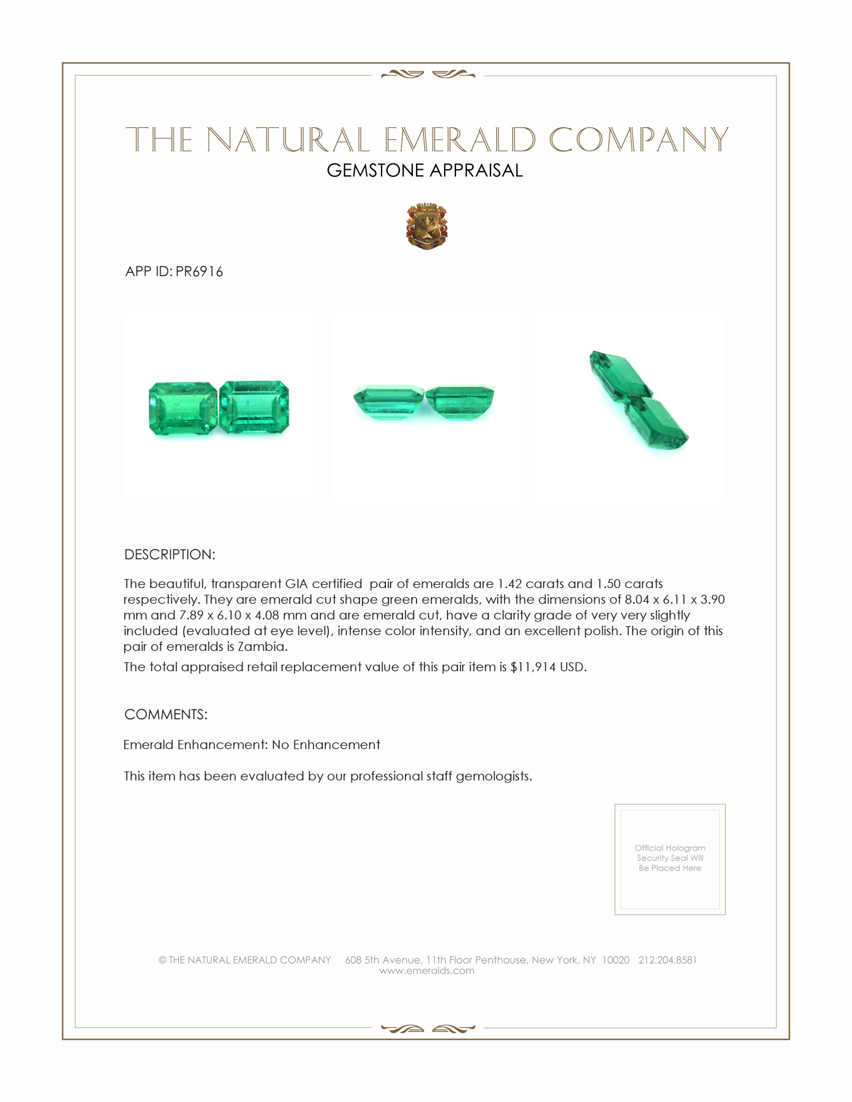 2.92 Ct.Tw. Emerald Pair from Zambia