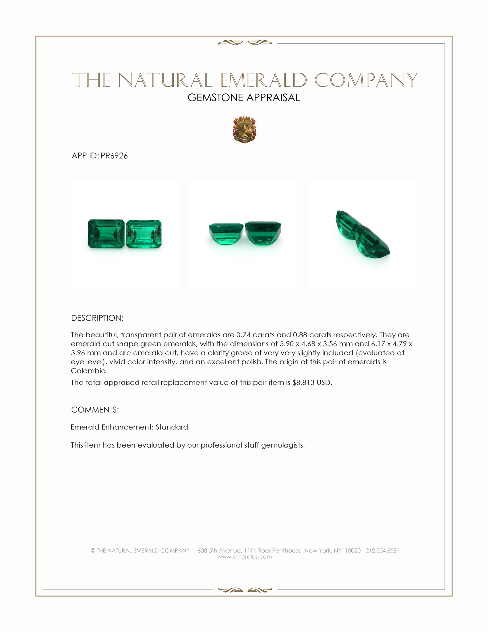1.62 Ct.Tw. Emerald Pair from Colombia