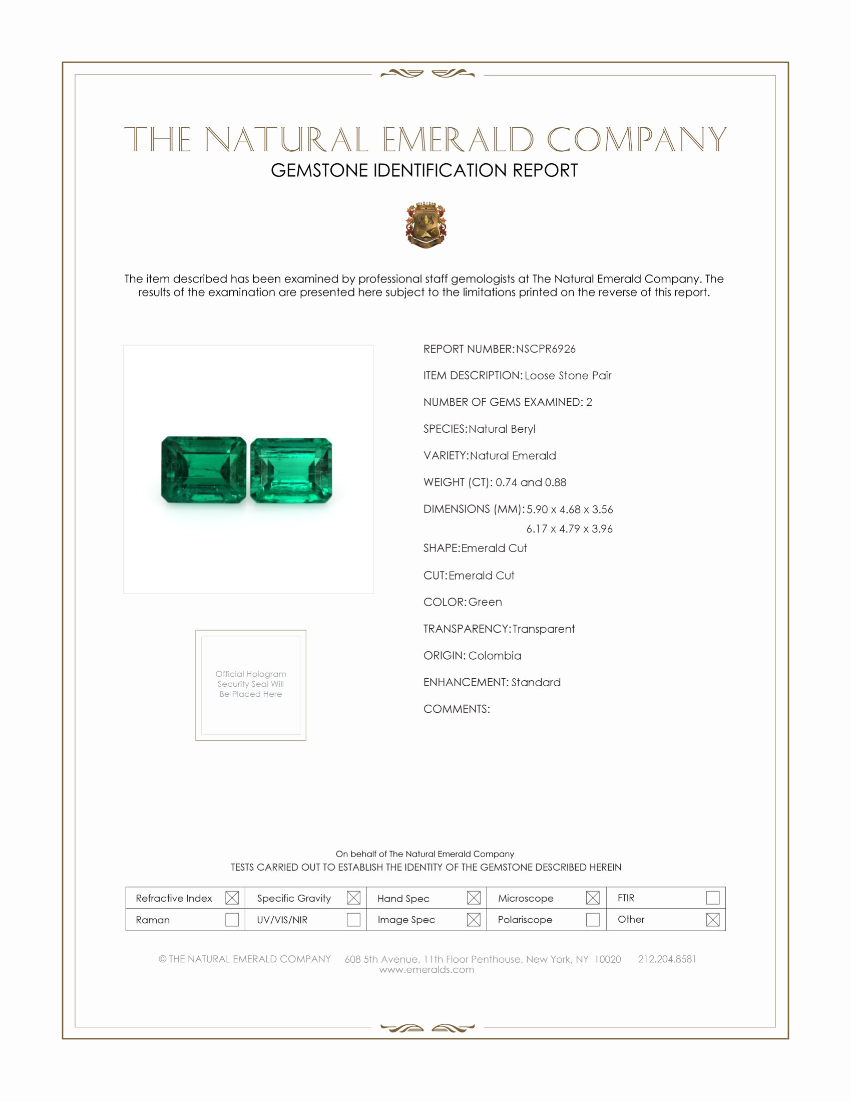 1.62 Ct.Tw. Emerald Pair from Colombia