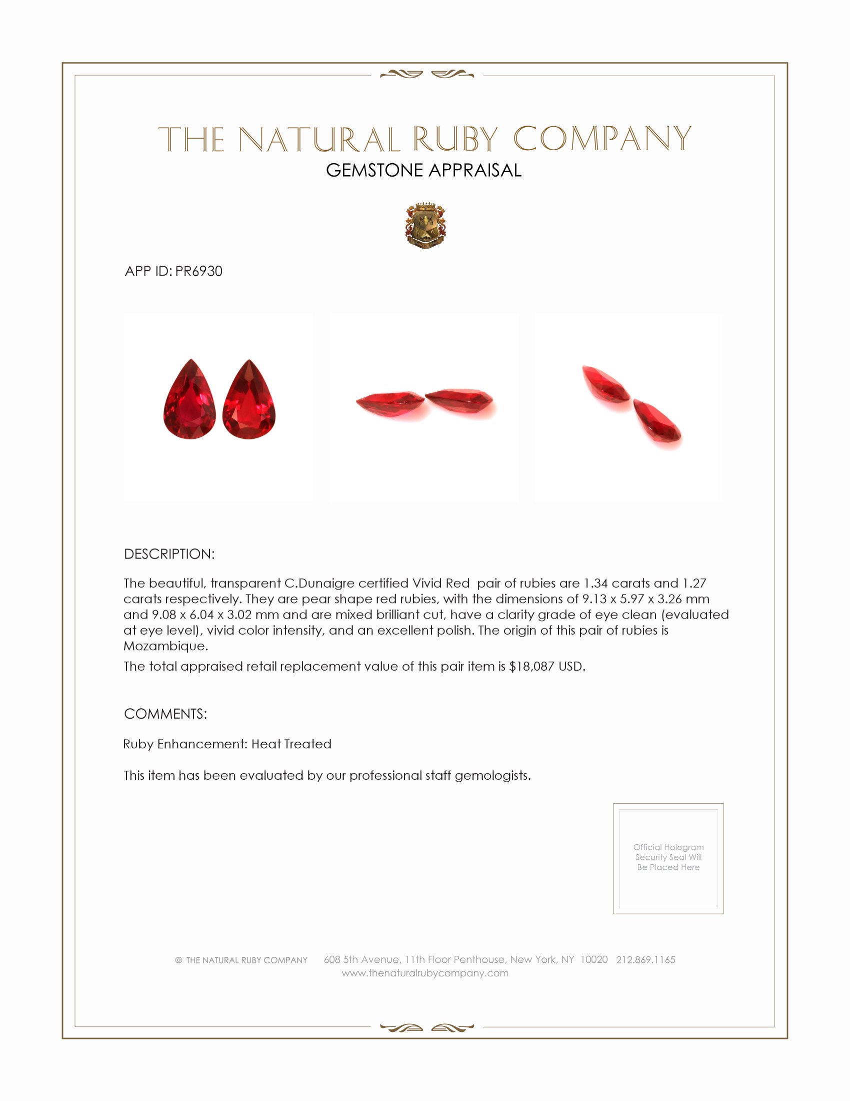 2.61 Ct.Tw. Ruby Pair from Mozambique