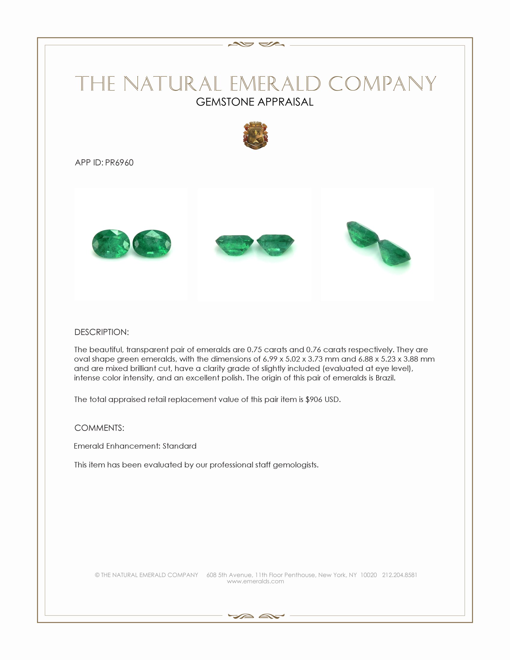 1.51 Ct.Tw. Emerald Pair from Brazil