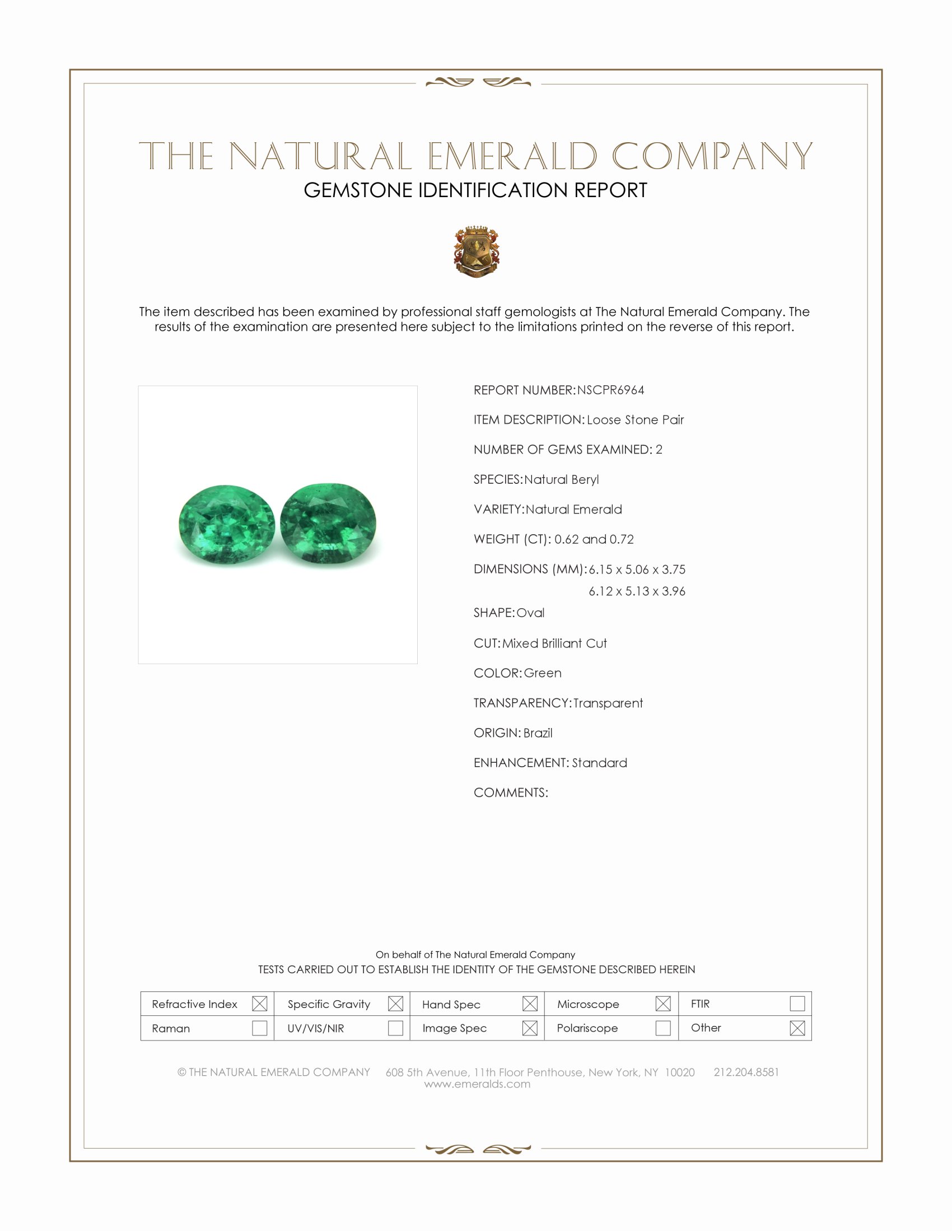 1.34 Ct.Tw. Emerald Pair from Brazil