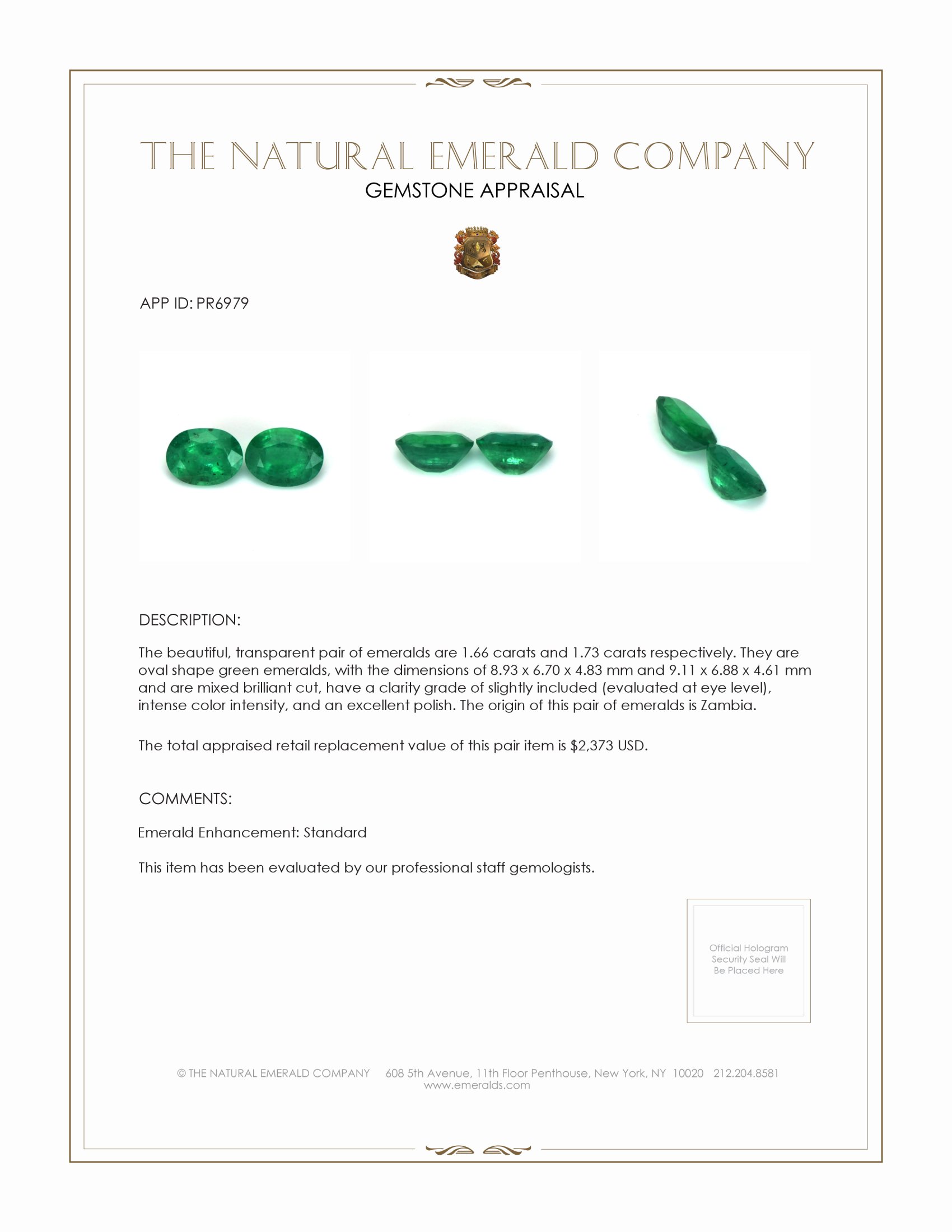 3.39 Ct.Tw. Emerald Pair from Zambia