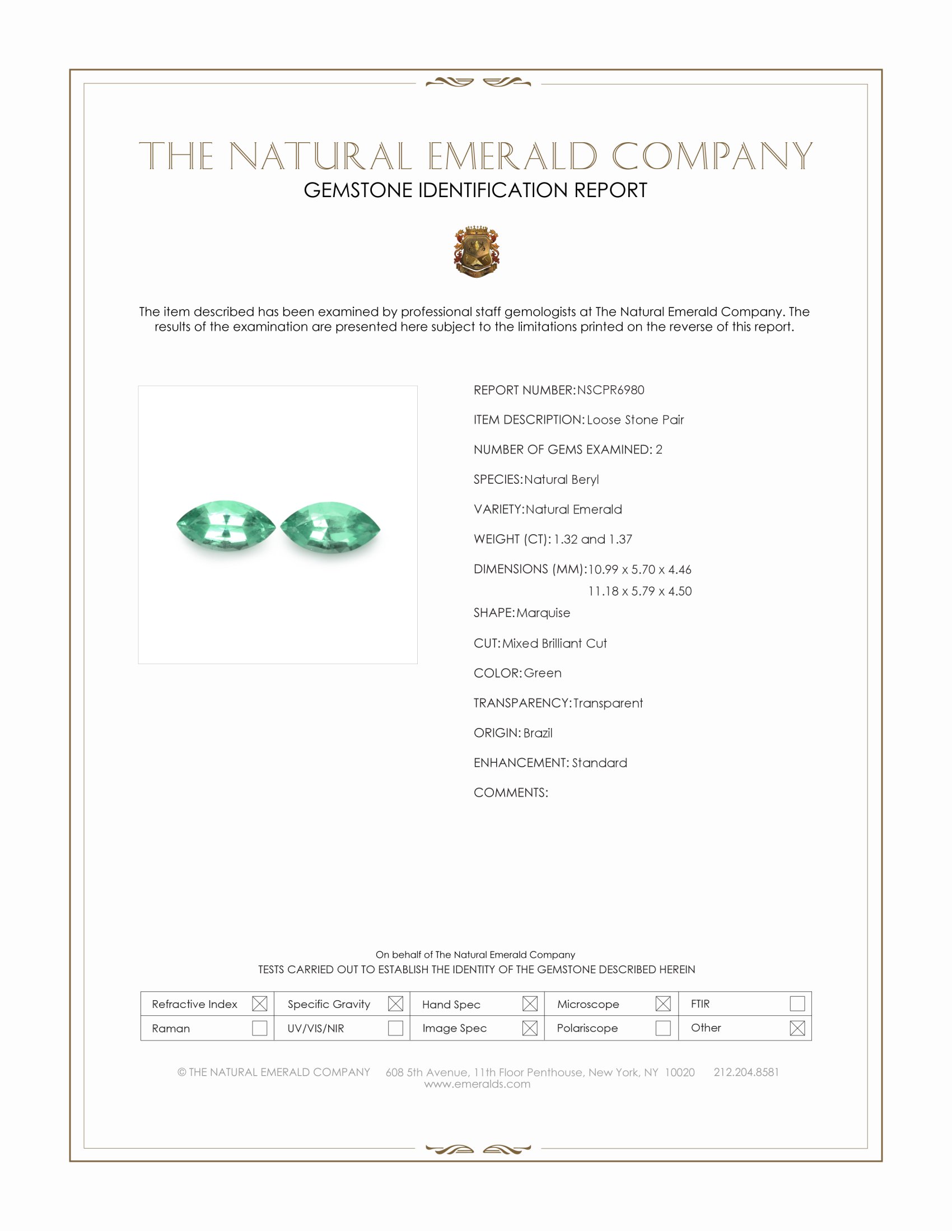 2.69 Ct.Tw. Emerald Pair from Brazil