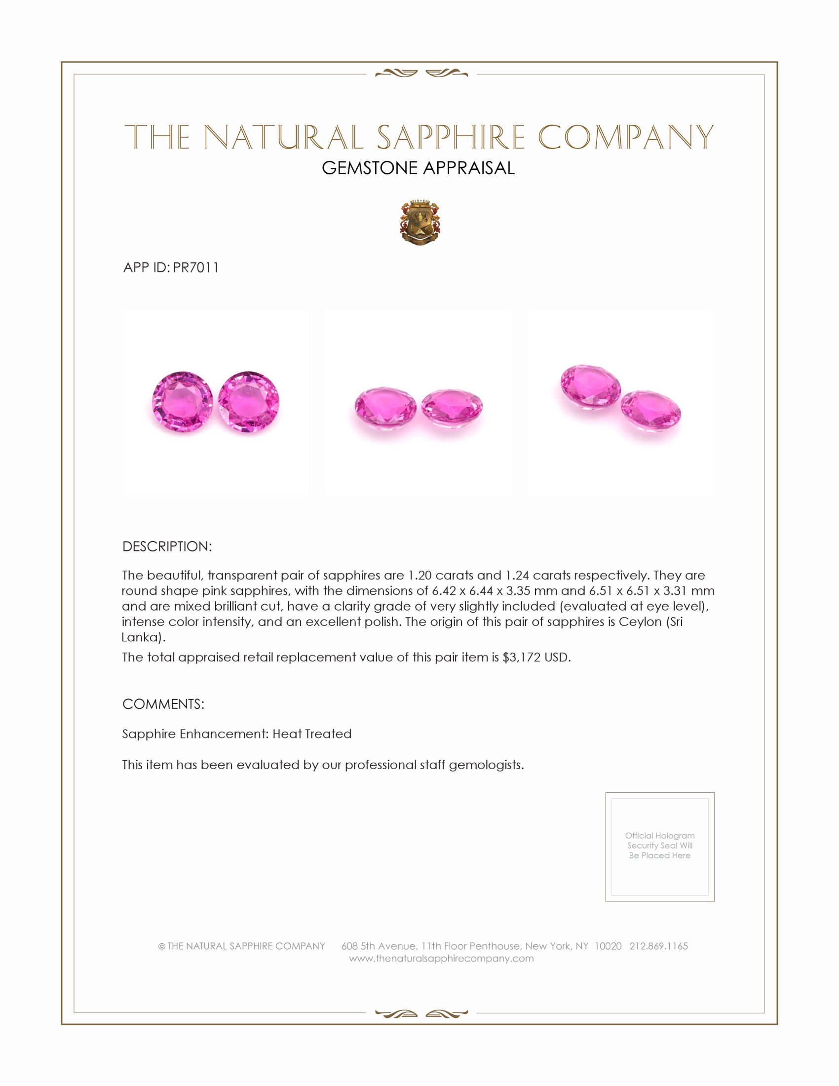 2.44 Ct.Tw. Pink Sapphire Pair from Ceylon (Sri Lanka)