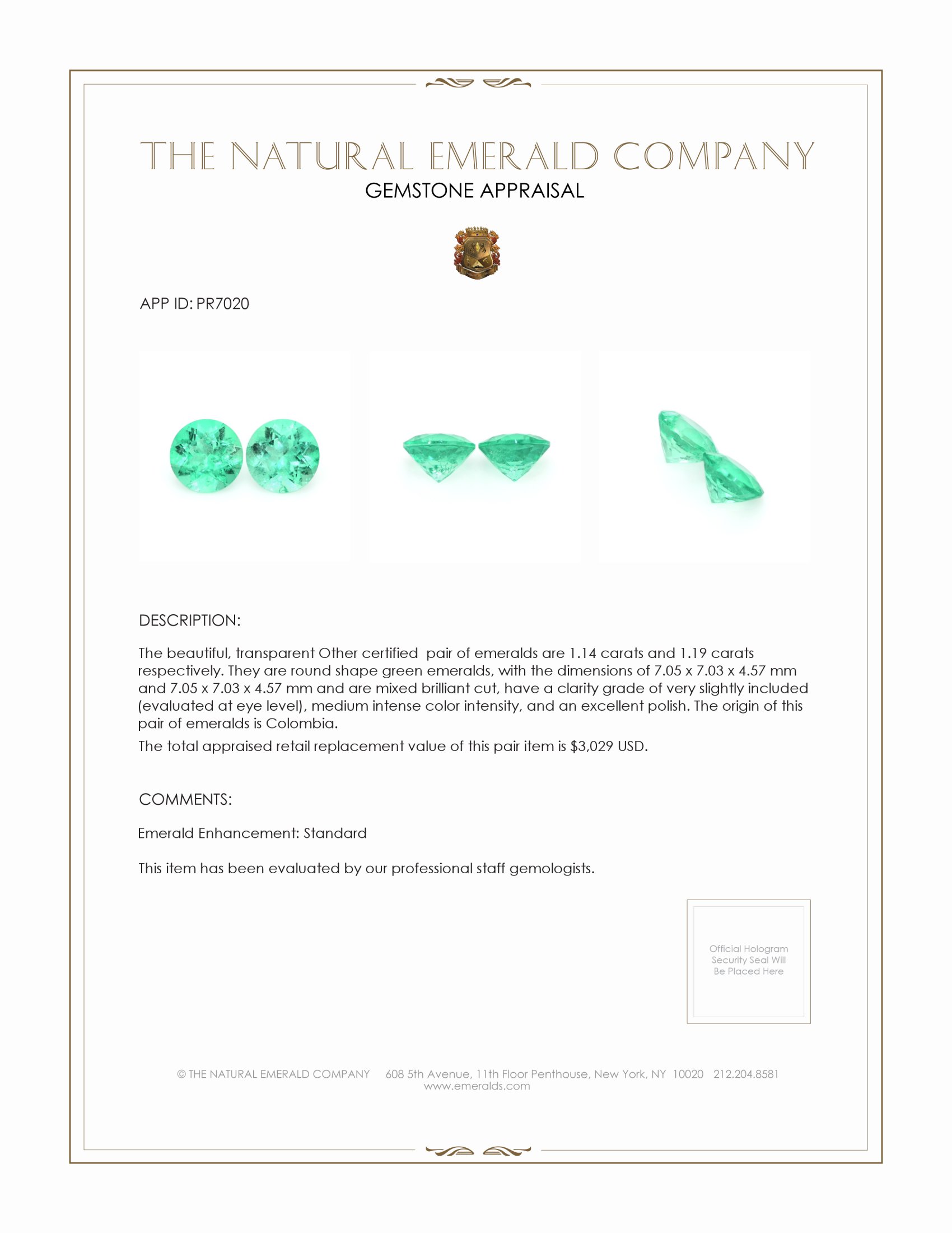 2.33 Ct.Tw. Emerald Pair from Colombia