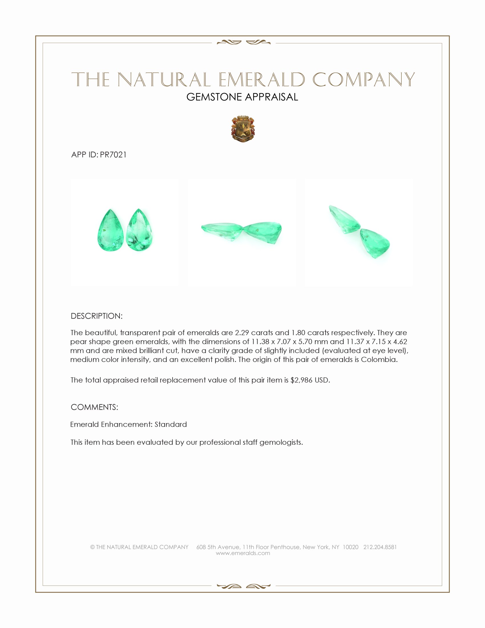 4.09 Ct.Tw. Emerald Pair from Colombia