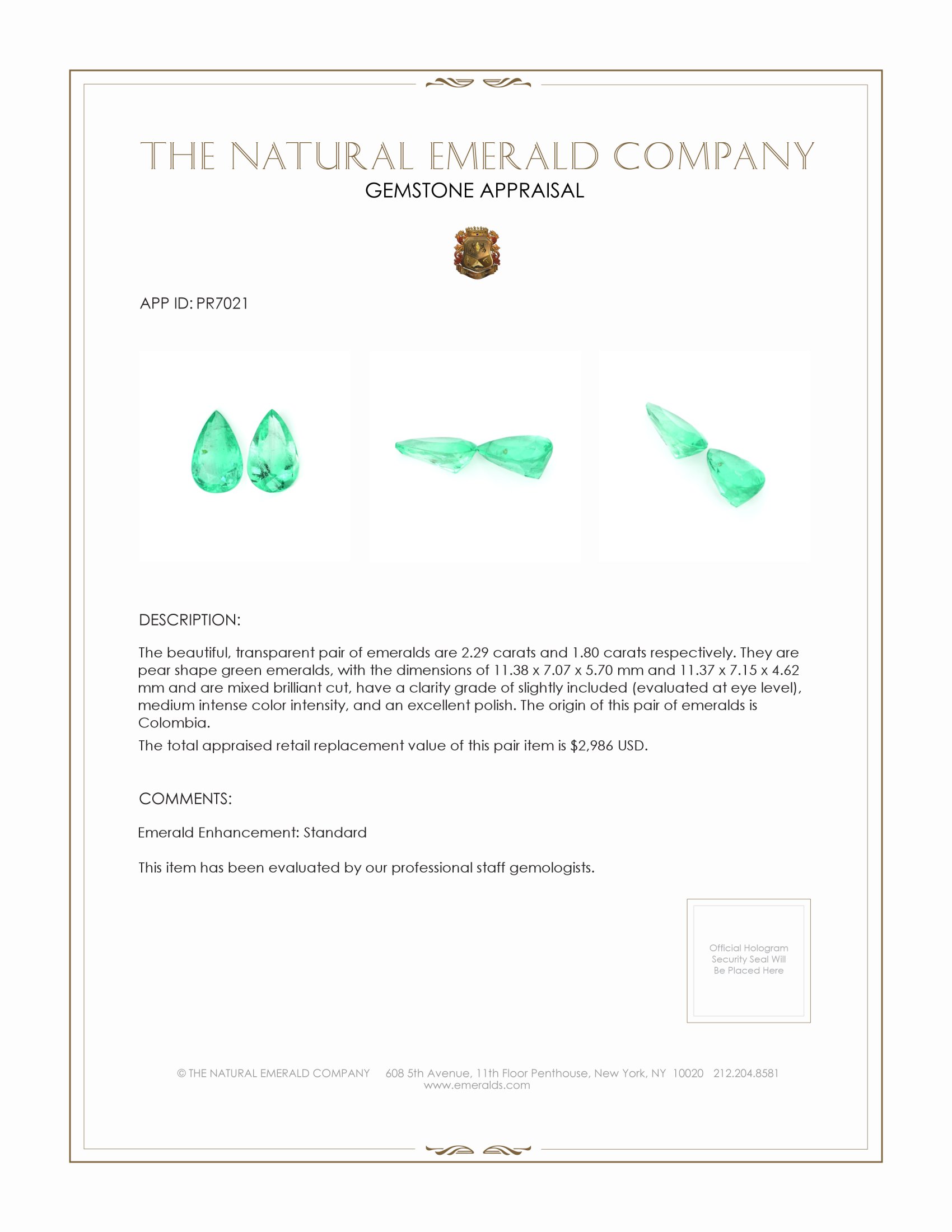 4.09 Ct.Tw. Emerald Pair from Colombia