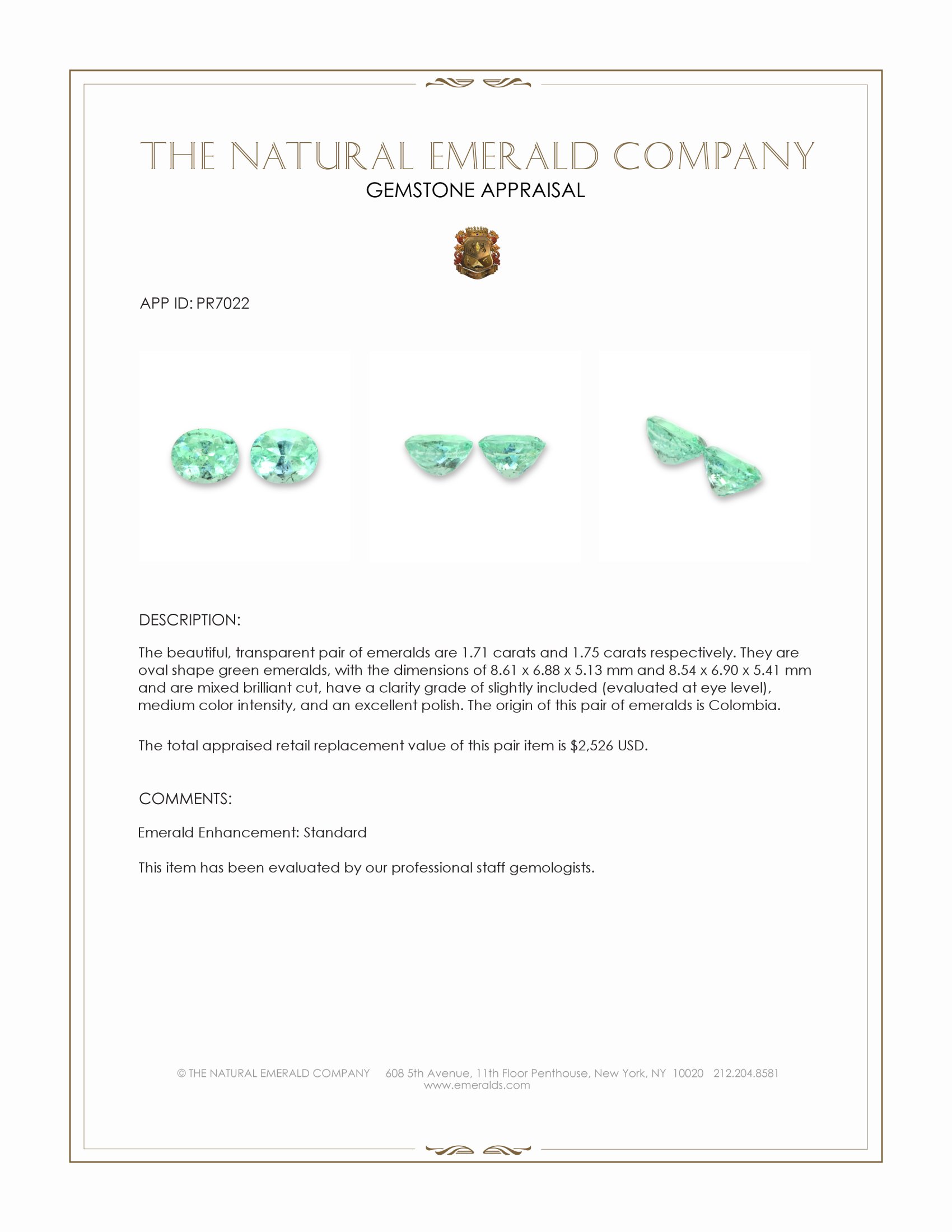 3.46 Ct.Tw. Emerald Pair from Colombia