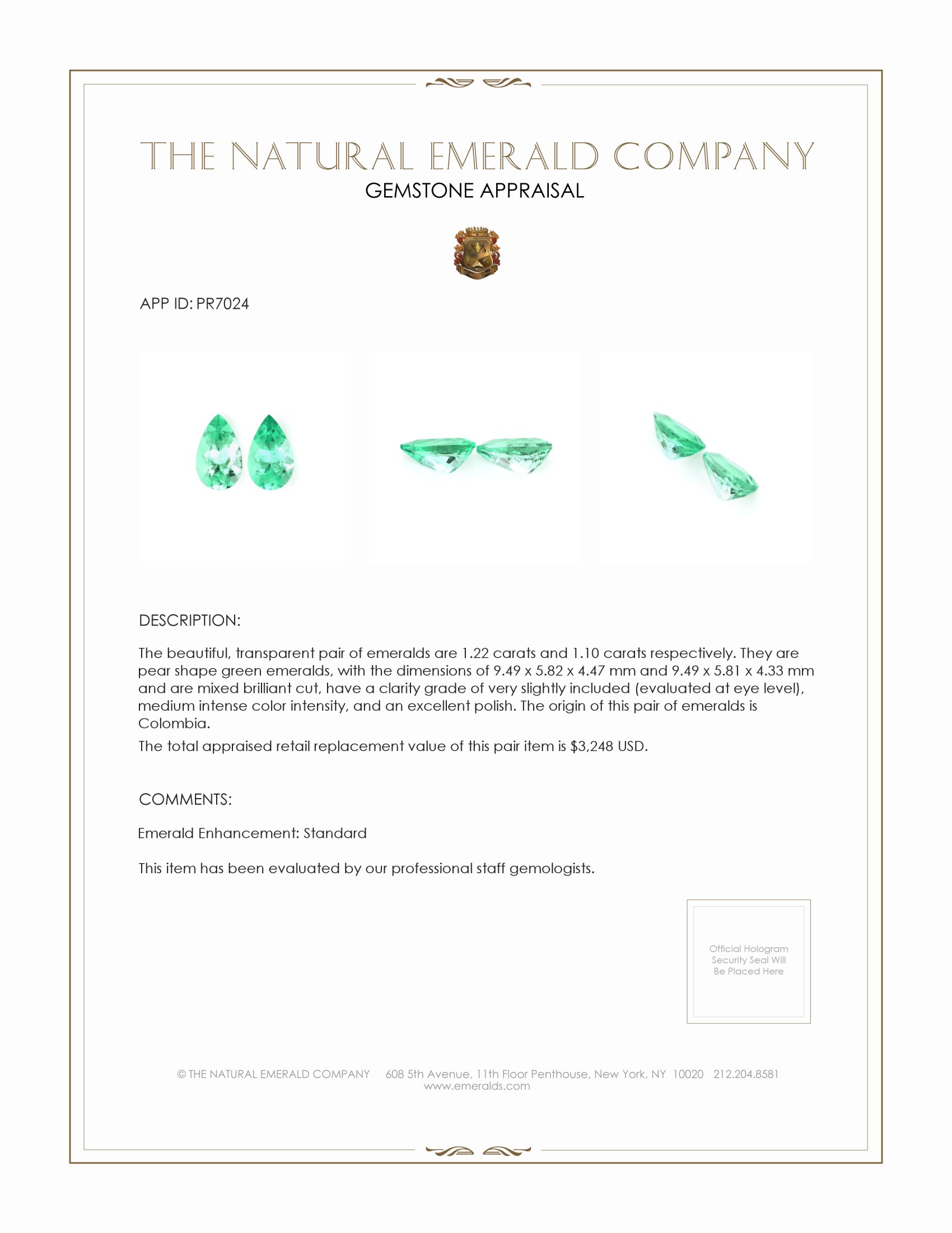 2.32 Ct.Tw. Emerald Pair from Colombia