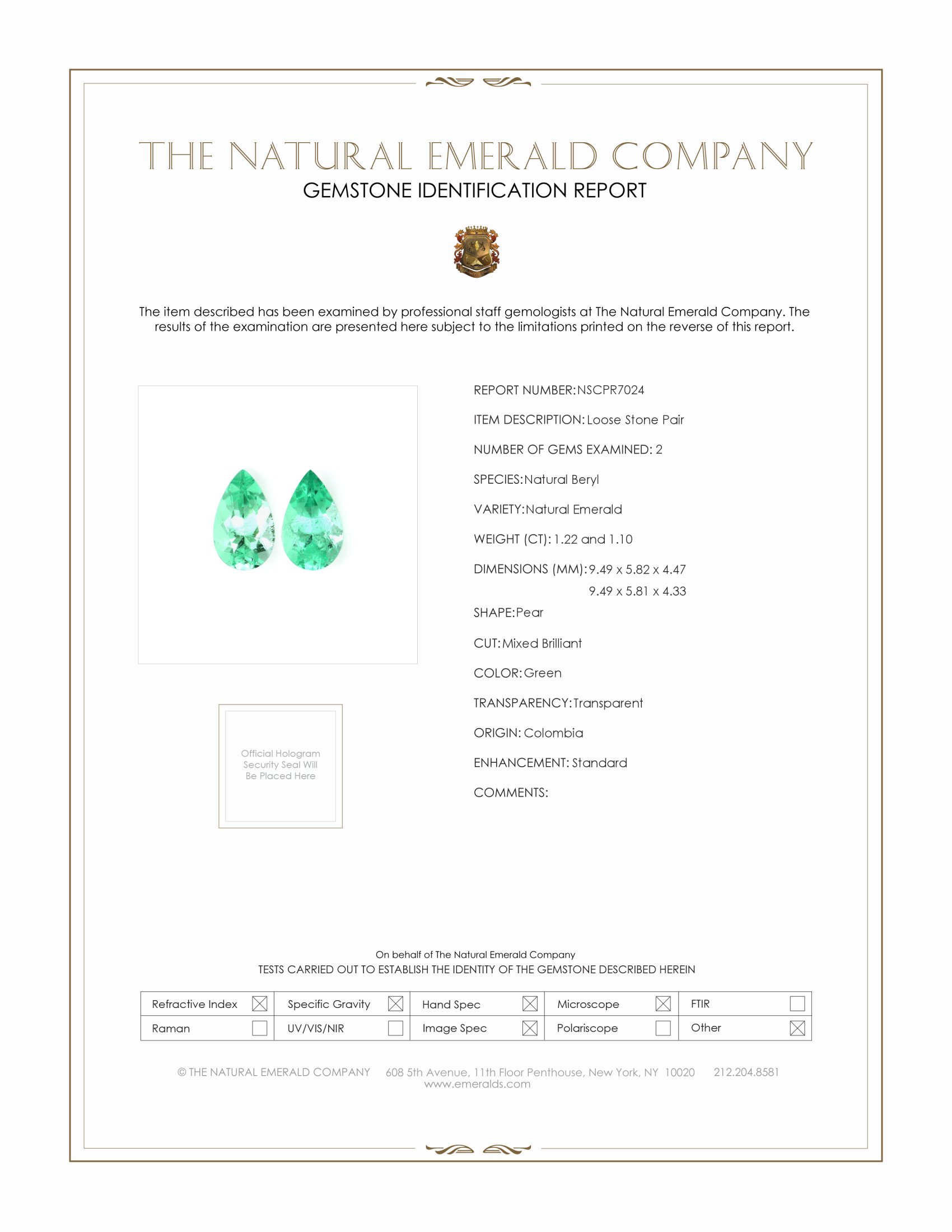 2.32 Ct.Tw. Emerald Pair from Colombia