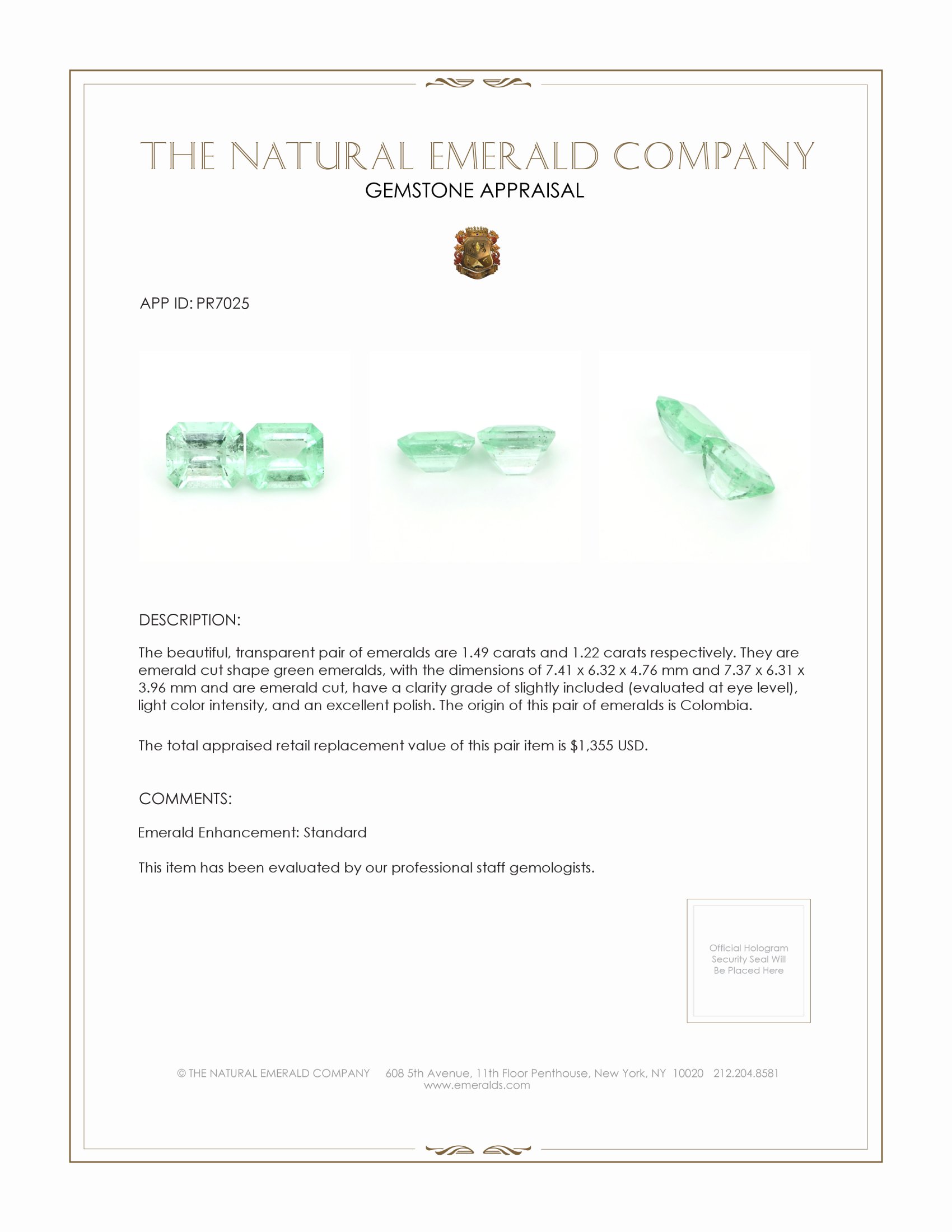2.71 Ct.Tw. Emerald Pair from Colombia