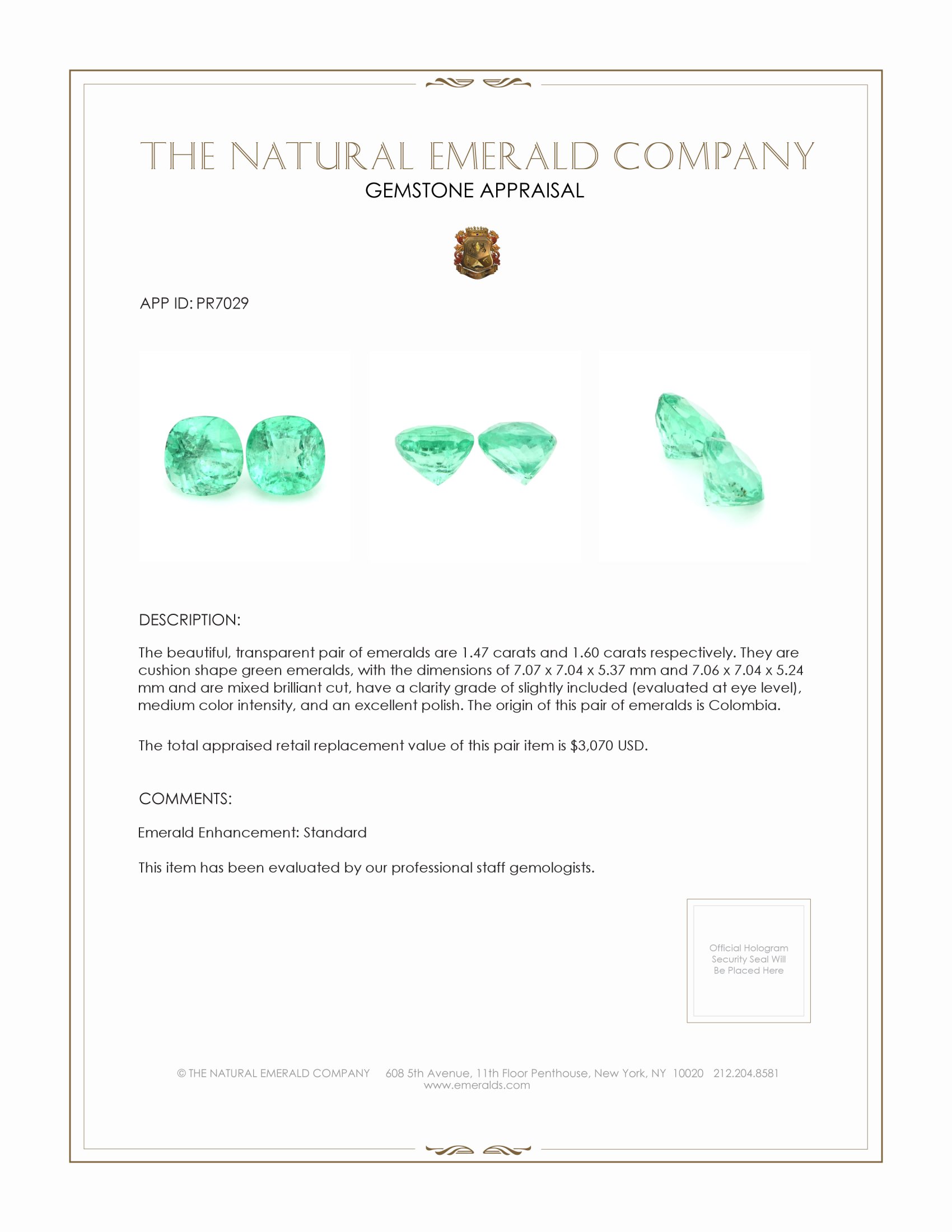 3.07 Ct.Tw. Emerald Pair from Colombia