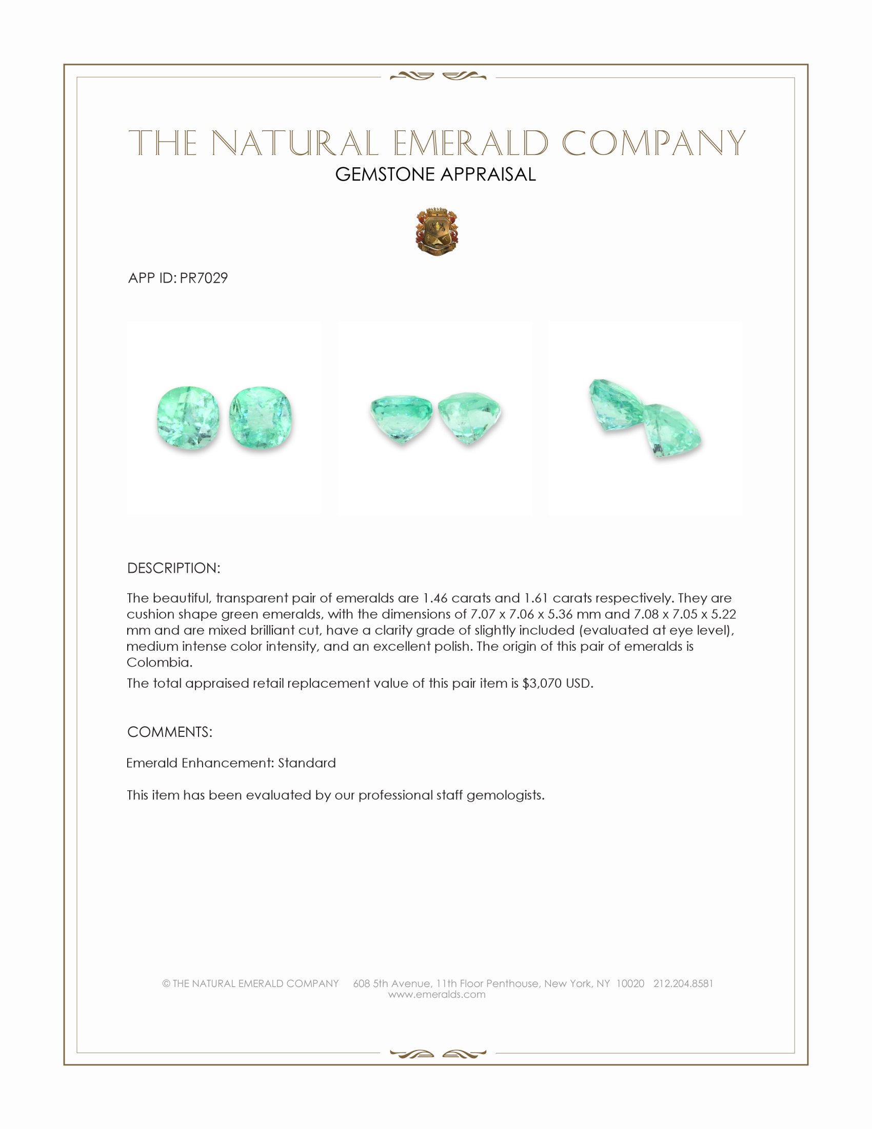 3.07 Ct.Tw. Emerald Pair from Colombia