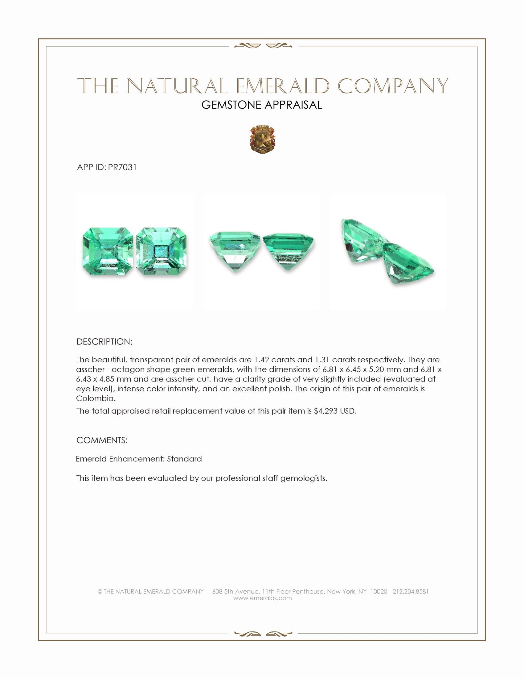 2.73 Ct.Tw. Emerald Pair from Colombia