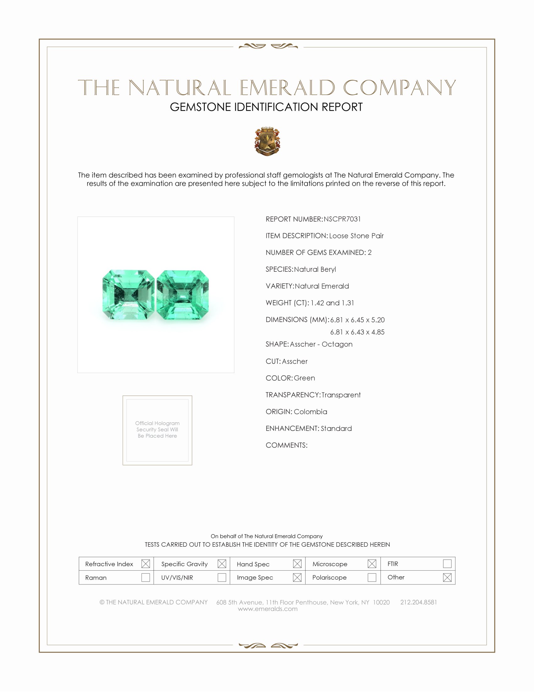 2.73 Ct.Tw. Emerald Pair from Colombia