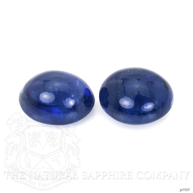 7.37 Ct.Tw. Blue Cabochon Sapphire Pair from Ceylon (Sri Lanka)