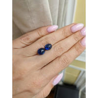 7.37&nbsp;Ct.Tw.Total Carat Weight Blue Cabochon Sapphire Pair from Ceylon (Sri Lanka) Life Style