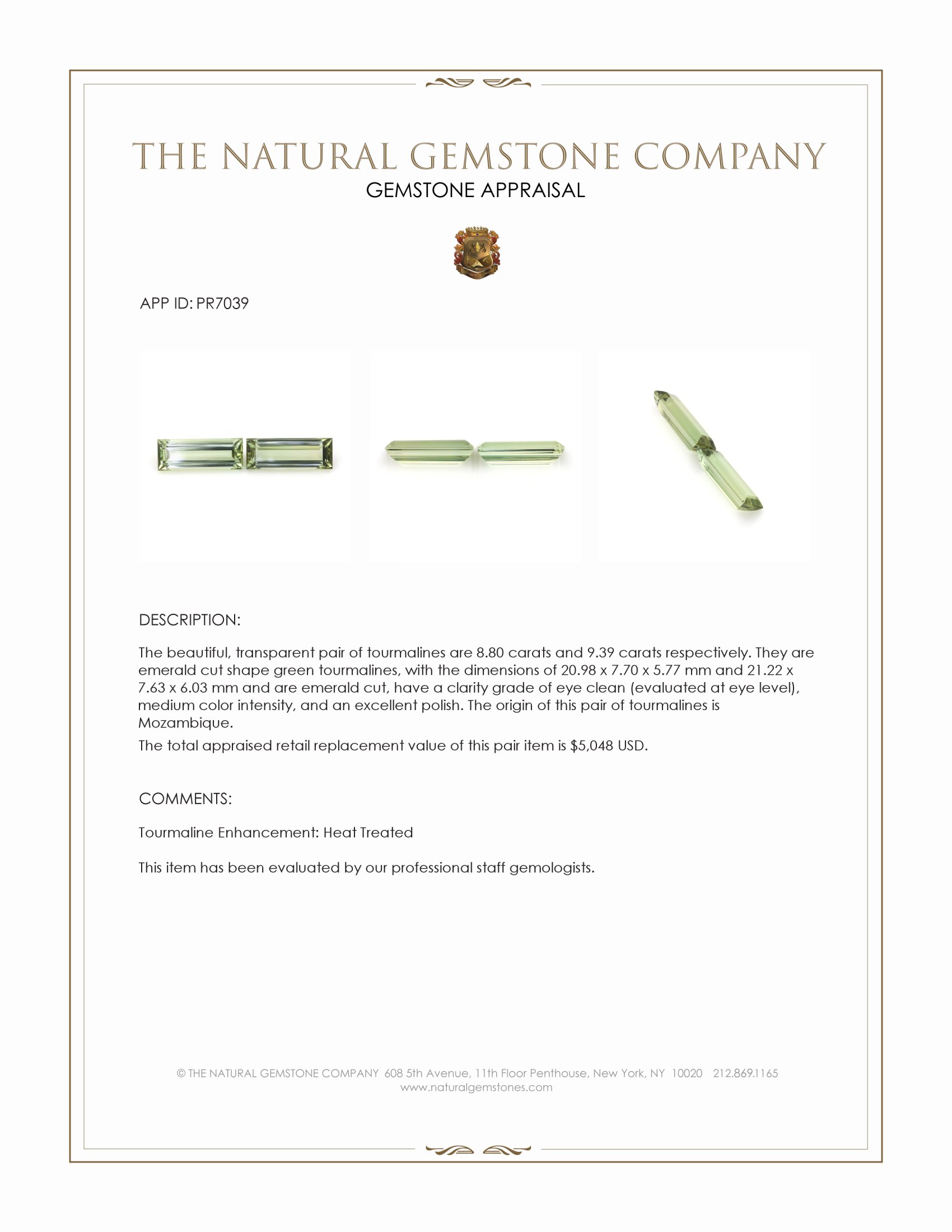 18.19 Ct.Tw. Green Tourmaline Pair from Mozambique