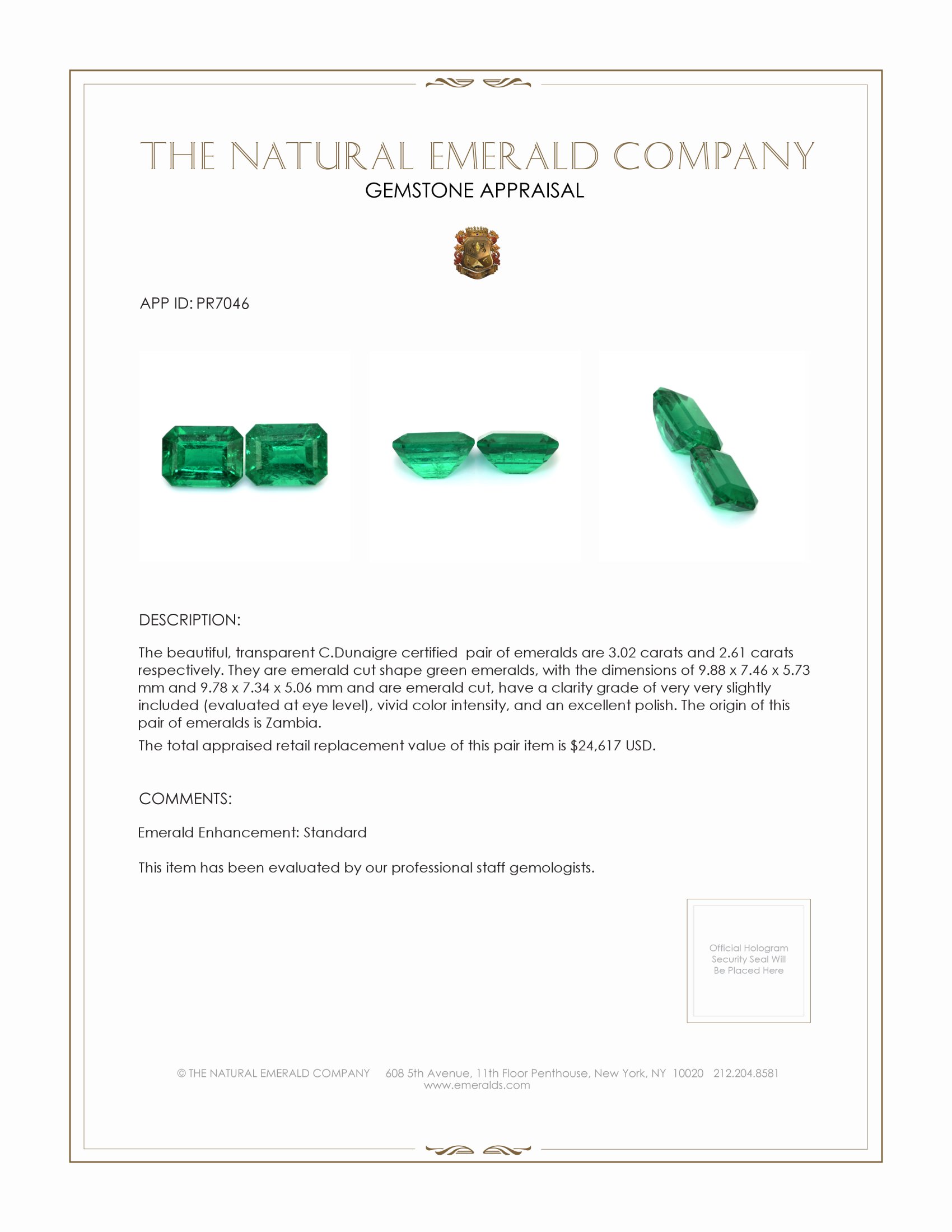 5.63 Ct.Tw. Emerald Pair from Zambia