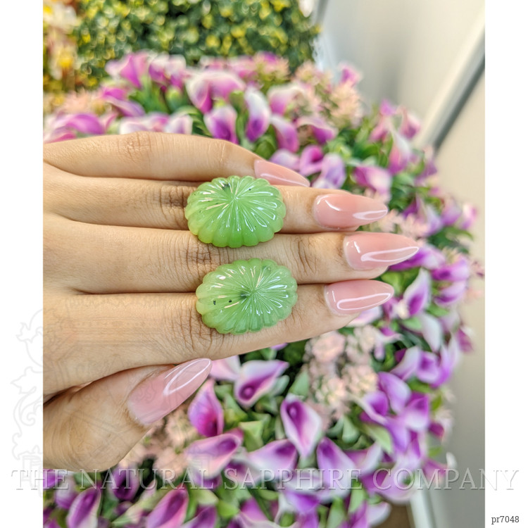 74.81 Ct.Tw. Cabochon Jade Pair from Burma (Myanmar)