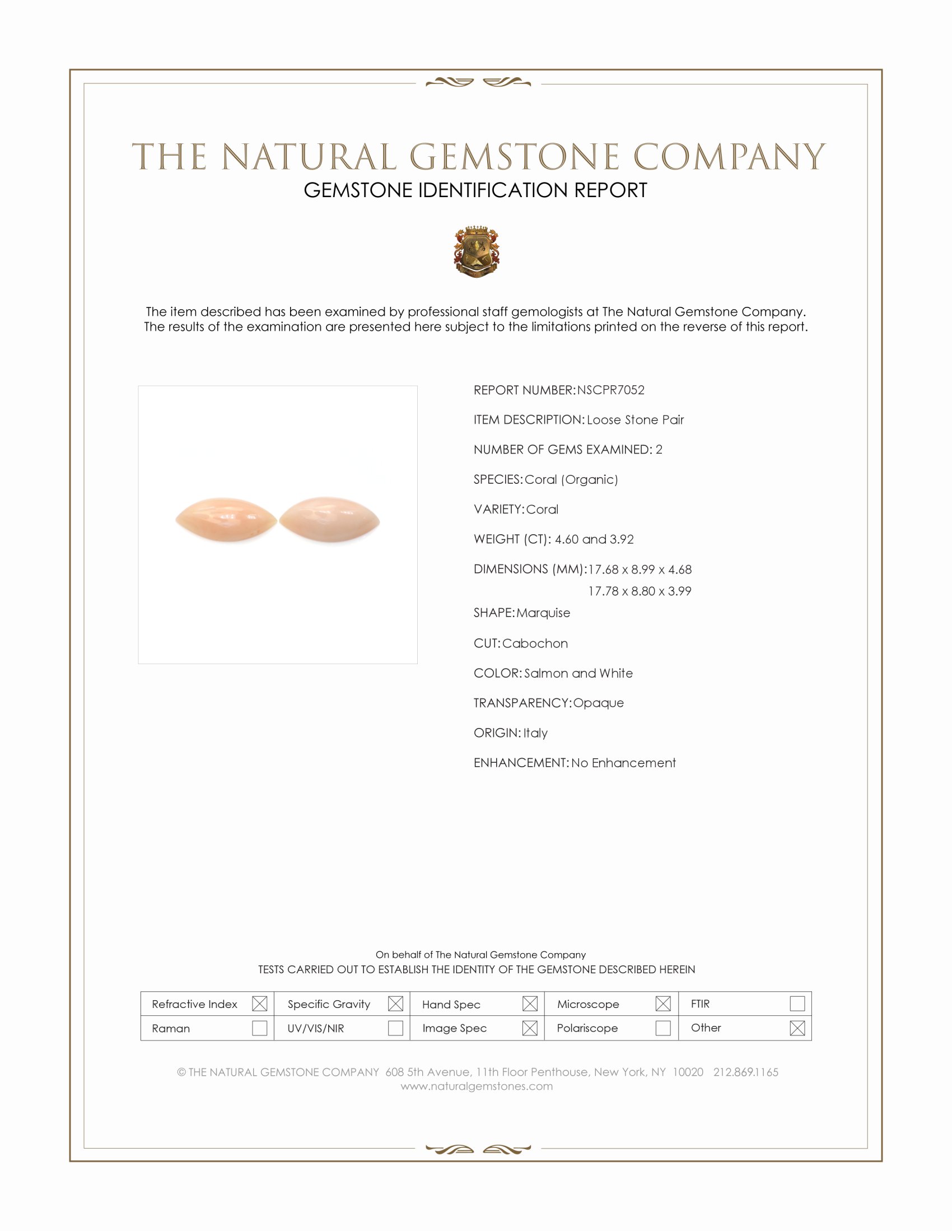 8.52 Ct.Tw. Cabochon Coral Pair from Italy