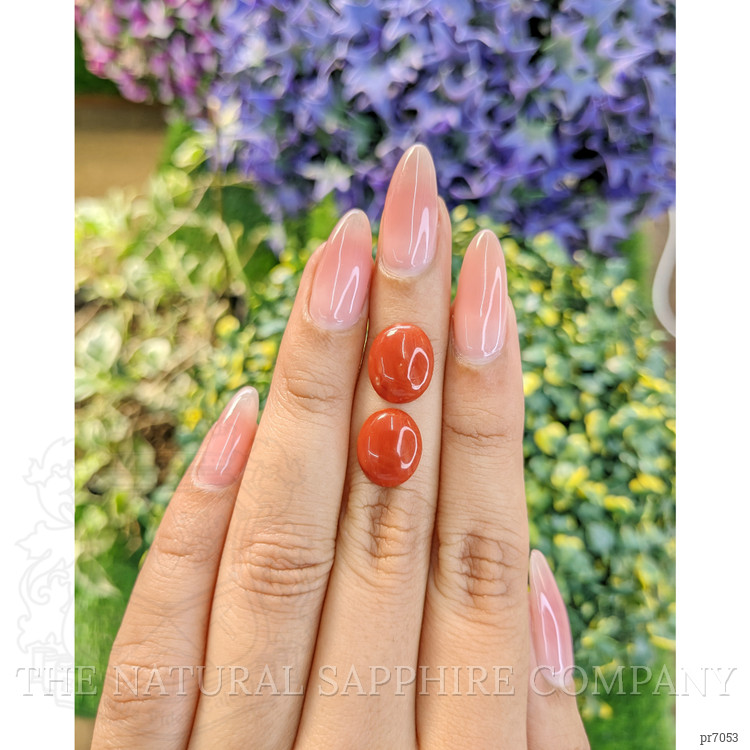 5.35 Ct.Tw. Cabochon Coral Pair from Italy