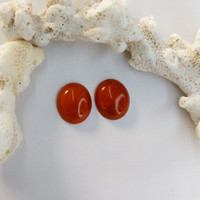 10.33&nbsp;Ct.Tw.Total Carat Weight Cabochon Coral Pair from Italy Life Style