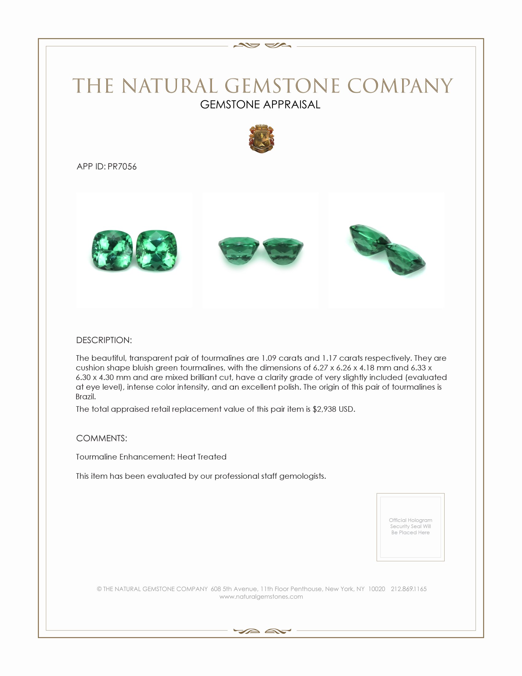 2.26 Ct.Tw. Tourmaline Pair from Brazil