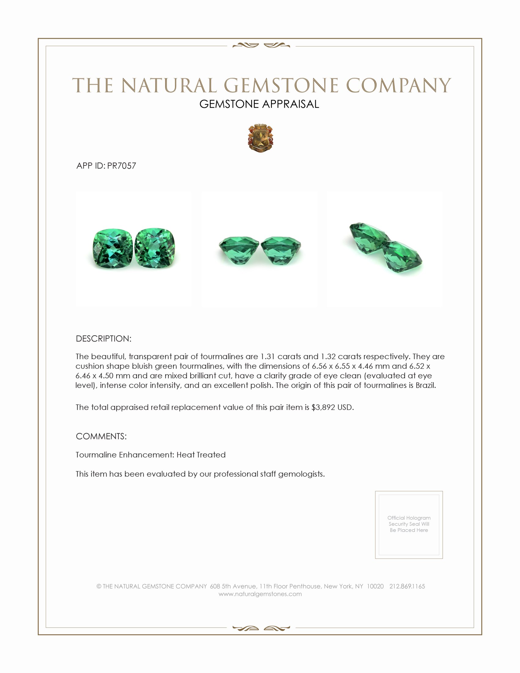 2.63 Ct.Tw. Tourmaline Pair from Brazil