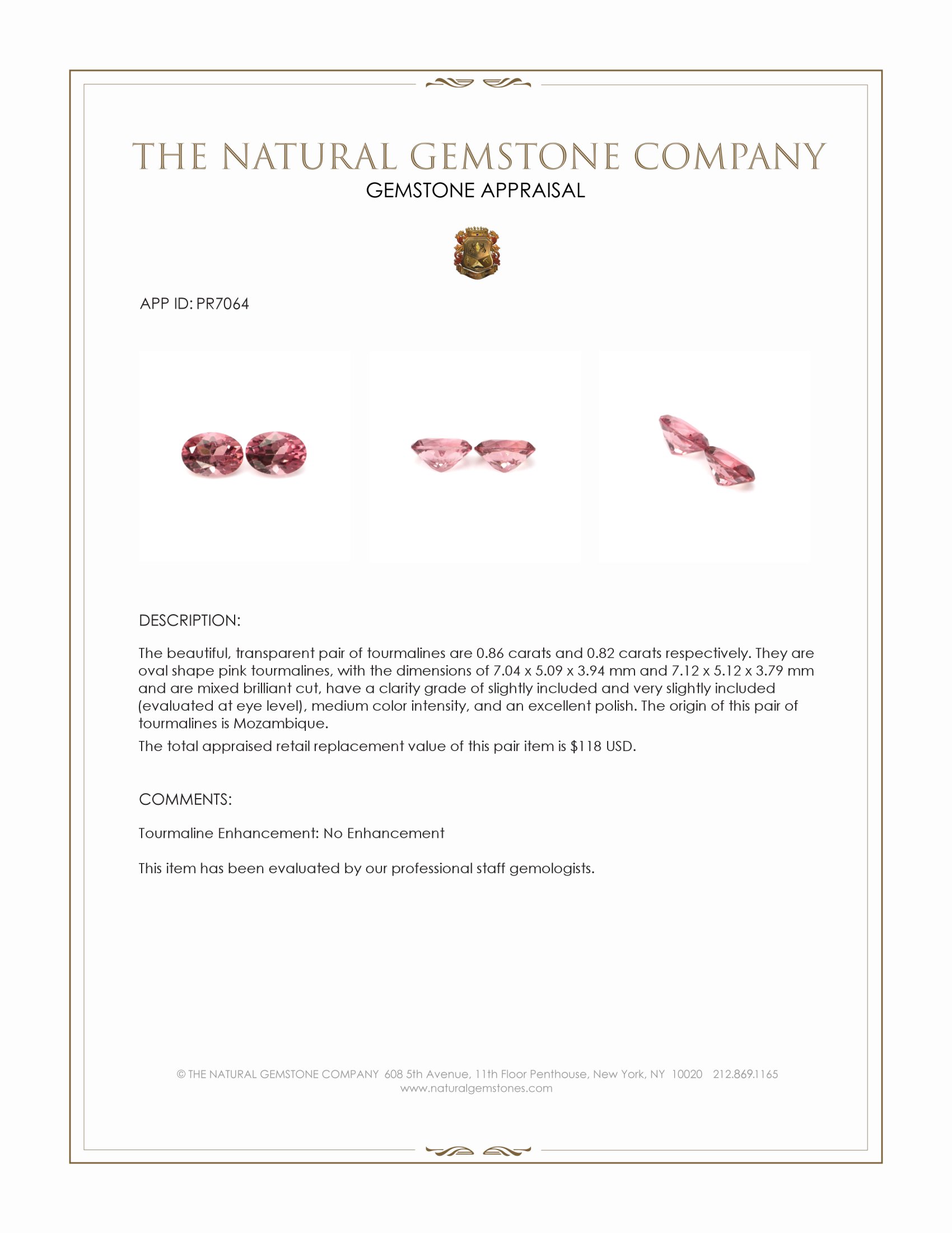 1.68 Ct.Tw. Pink Tourmaline Pair from Mozambique