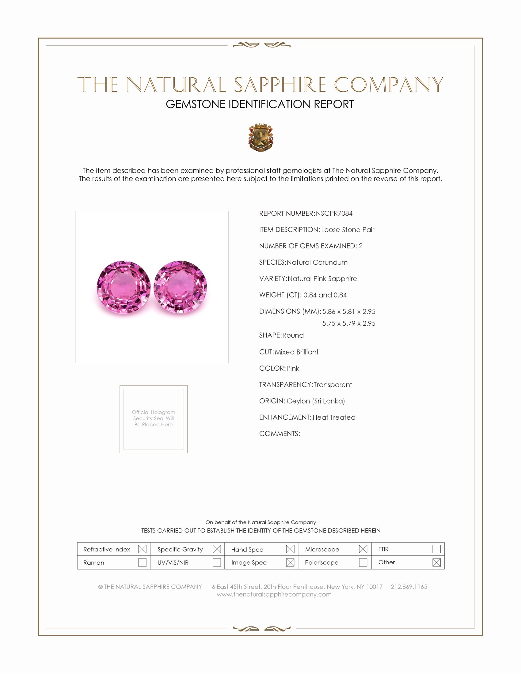 1.68 Ct.Tw. Pink Sapphire Pair from Ceylon (Sri Lanka)