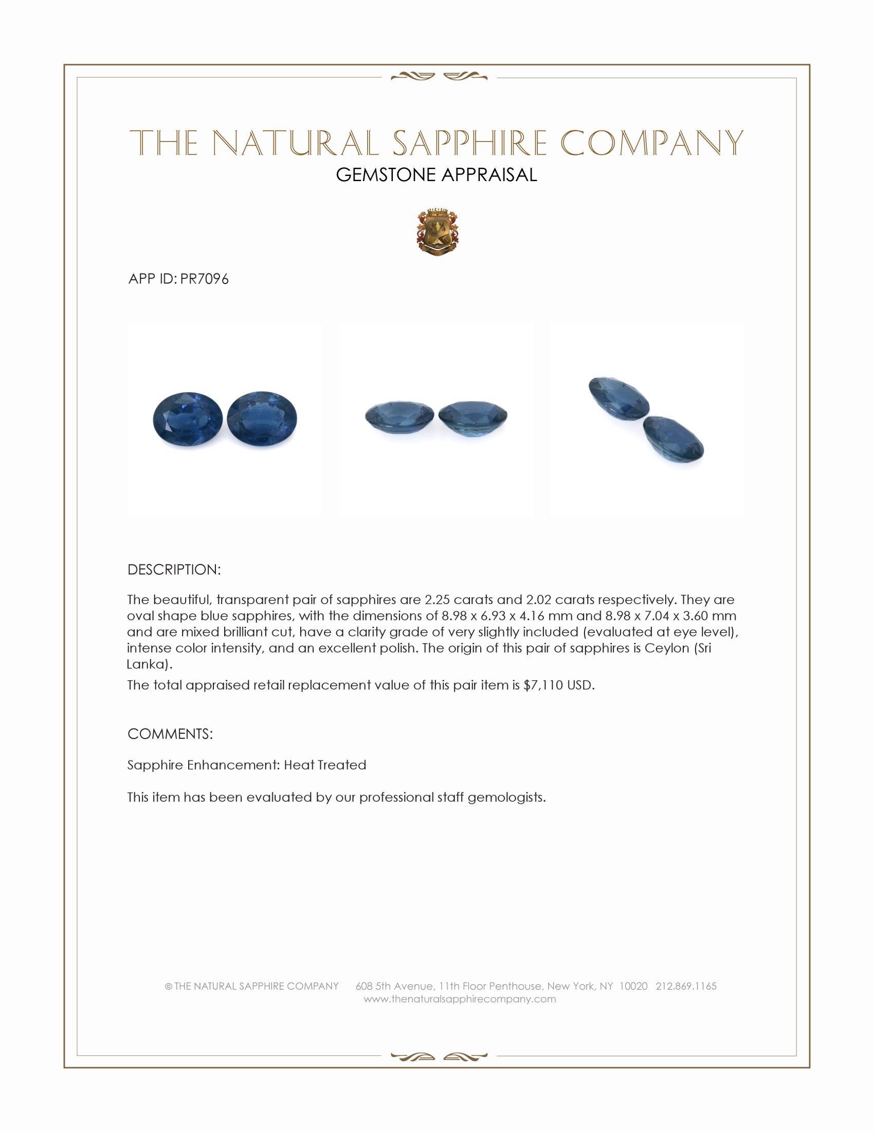 4.27 Ct.Tw. Blue Sapphire Pair from Ceylon (Sri Lanka)