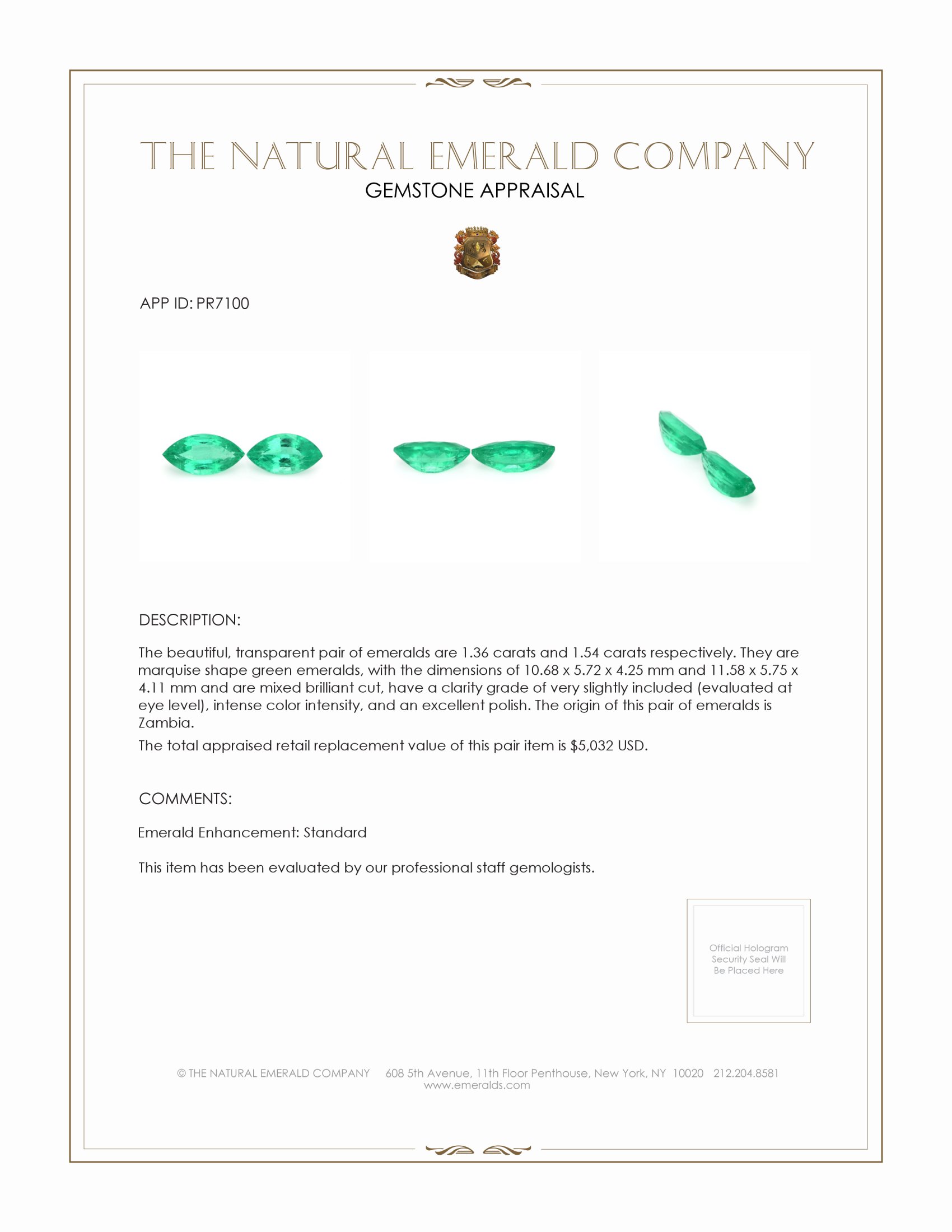 2.90 Ct.Tw. Emerald Pair from Zambia