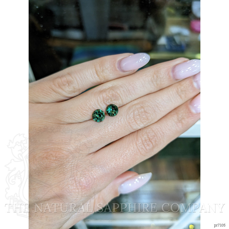 2.44 Ct.Tw. Bluish Green Sapphire Pair from Ceylon (Sri Lanka)