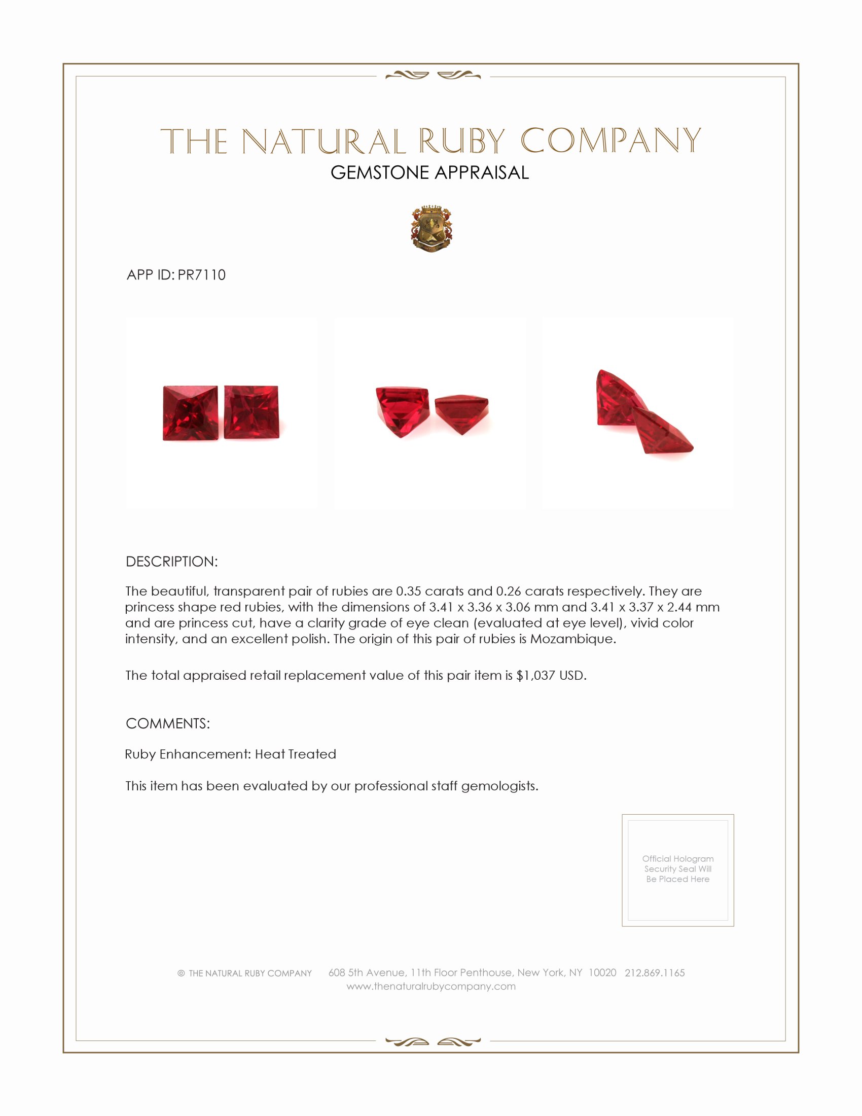 0.61 Ct.Tw. Ruby Pair from Mozambique