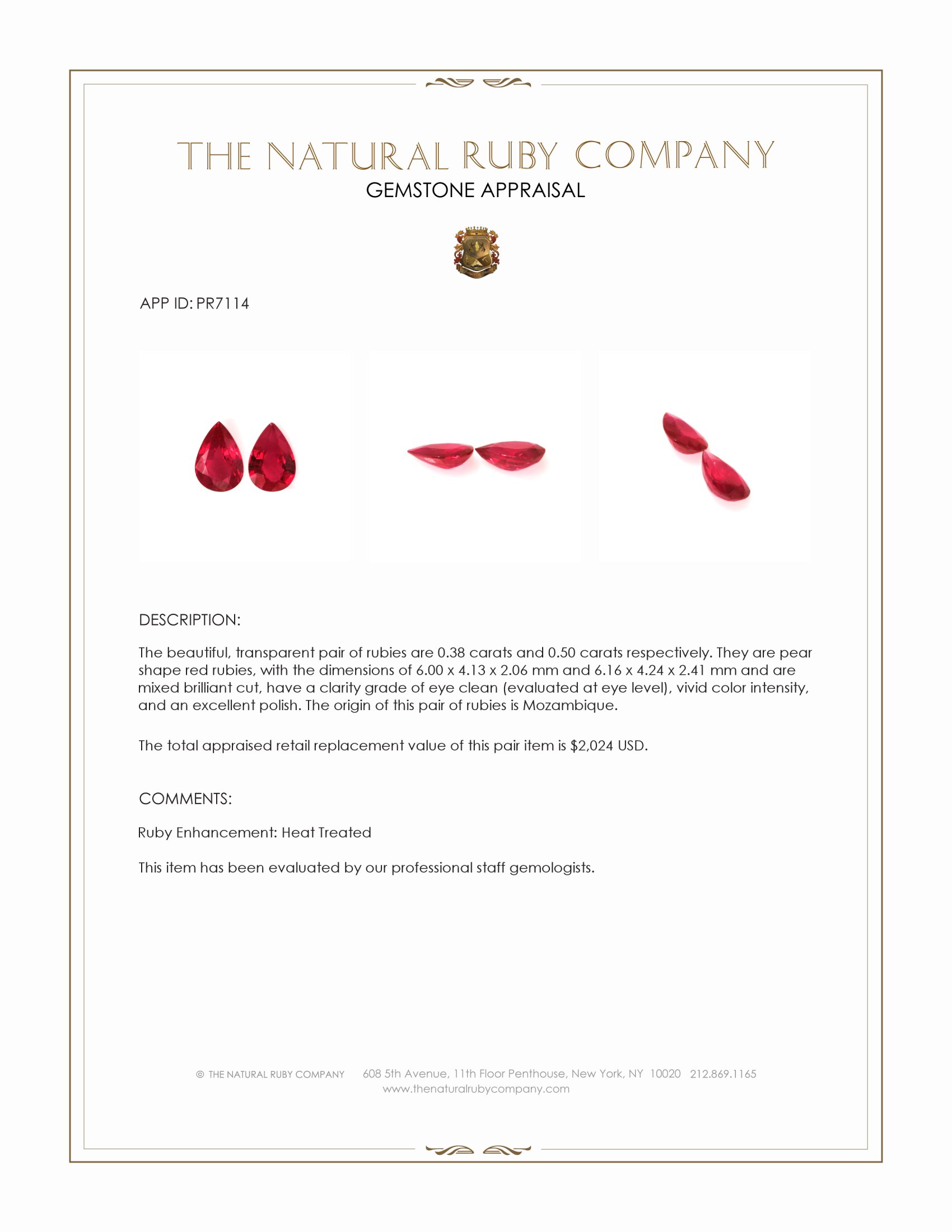 0.88 Ct.Tw. Ruby Pair from Mozambique