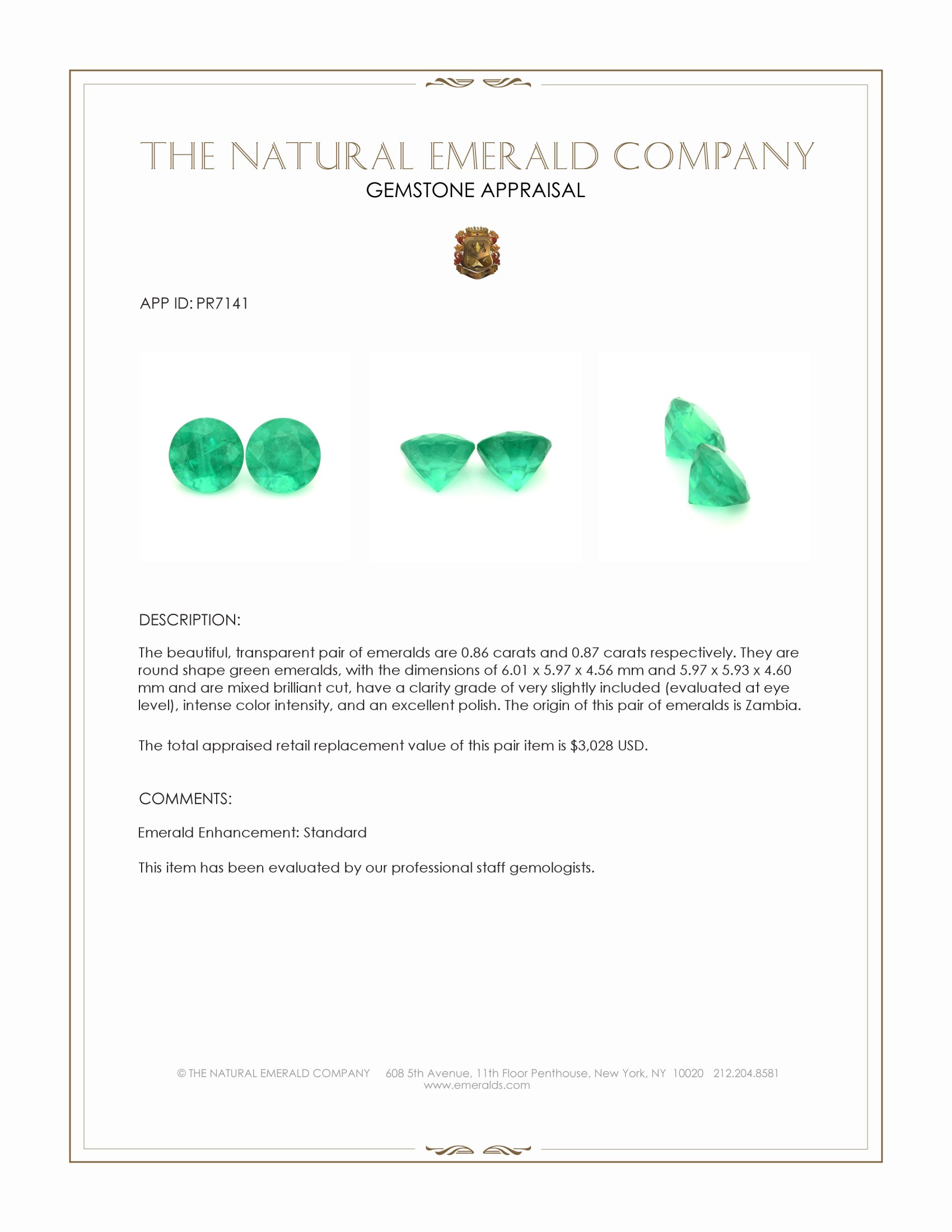 1.73 Ct.Tw. Emerald Pair from Zambia