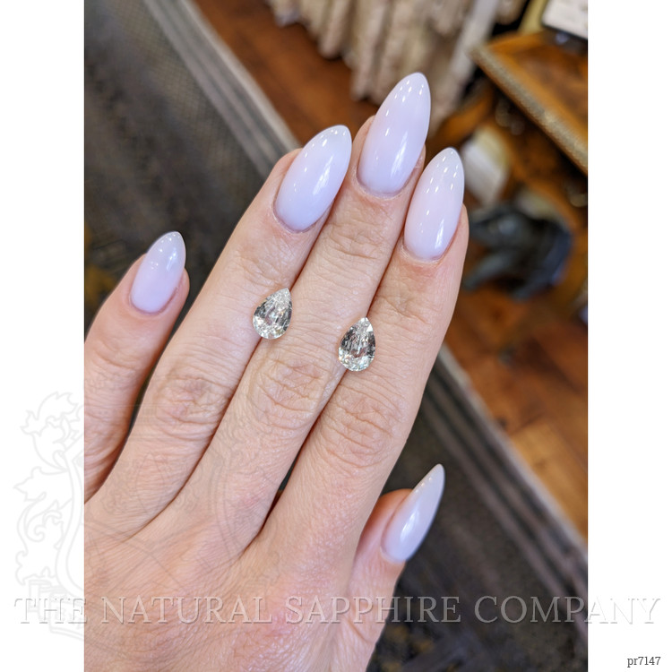 4.03 Ct.Tw. White Sapphire Pair from Ceylon (Sri Lanka)