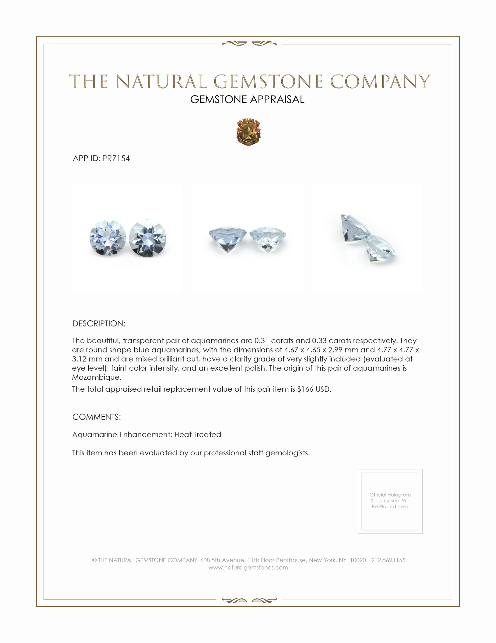 0.64 Ct.Tw. Aquamarine Pair from Mozambique