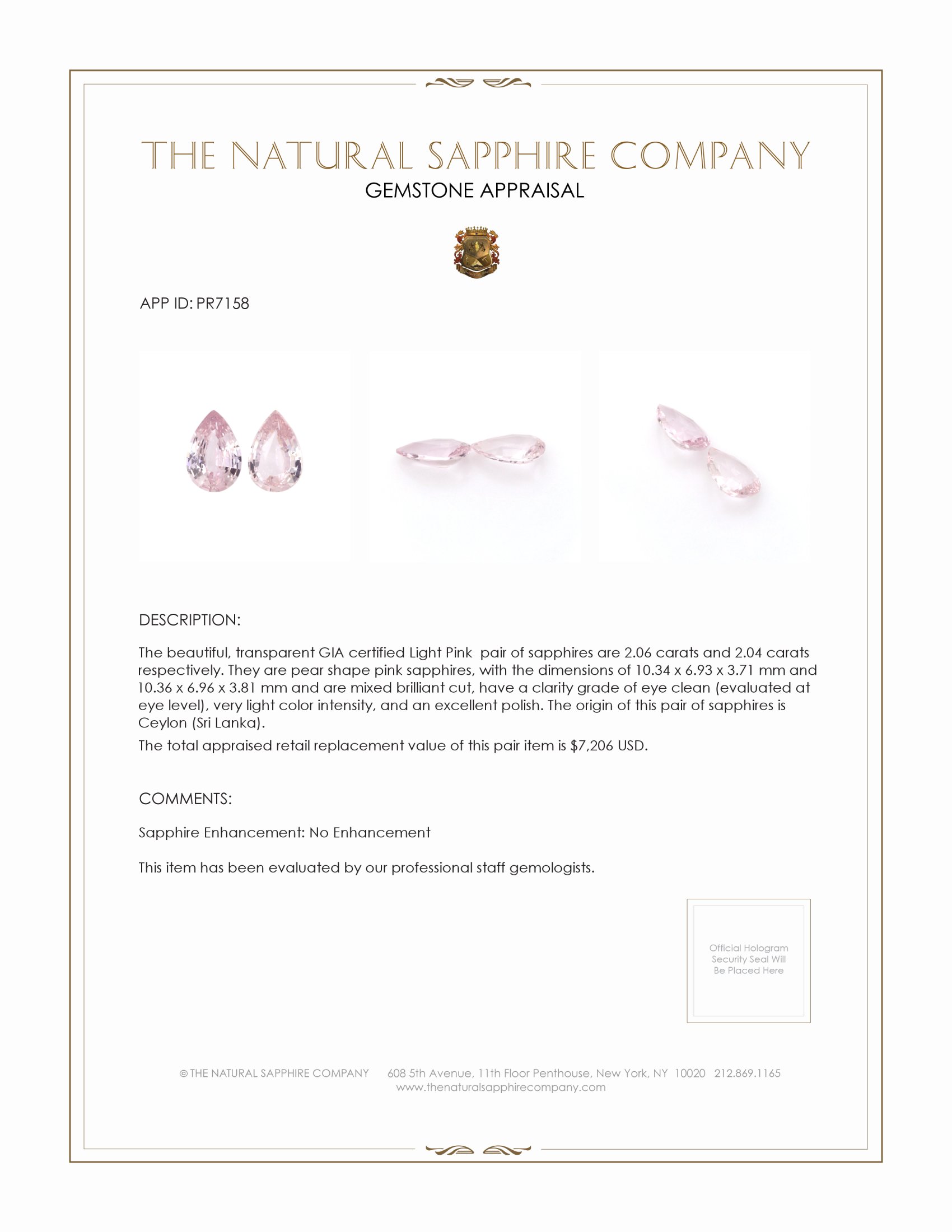 4.10 Ct.Tw. Pink Sapphire Pair from Ceylon (Sri Lanka)