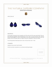 1.76 Ct.Tw.Total Carat Weight Blue Sapphire Pair from Ceylon (Sri Lanka) Appraisal