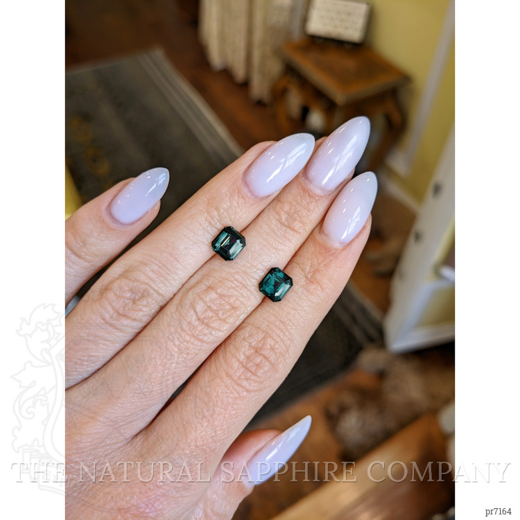 3.38 Ct.Tw. Greenish Blue Sapphire Pair from Ceylon (Sri Lanka)