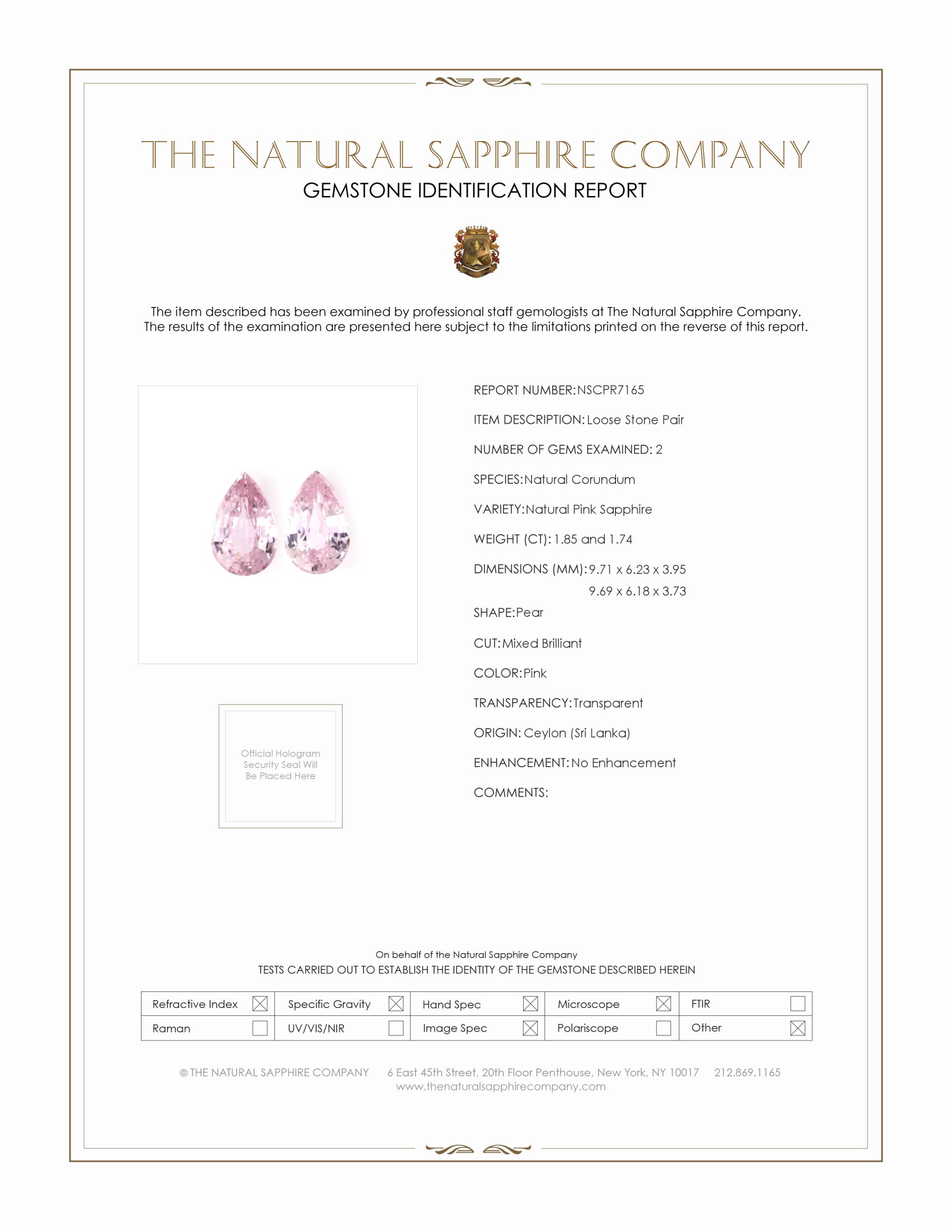 3.59 Ct.Tw. Pink Sapphire Pair from Ceylon (Sri Lanka)