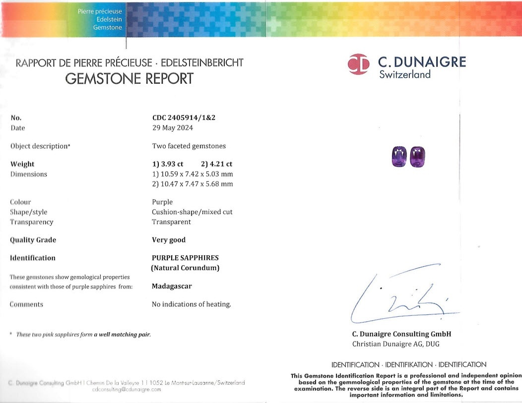 8.14 Ct.Tw. Purple Sapphire Pair from Madagascar