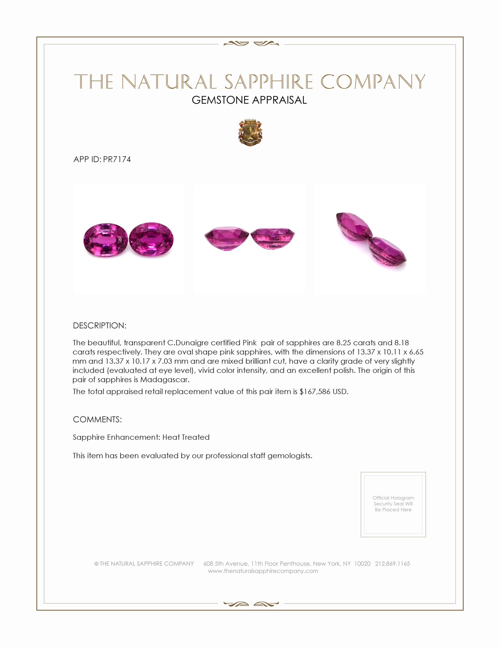 16.43 Ct.Tw. Pink Sapphire Pair from Madagascar