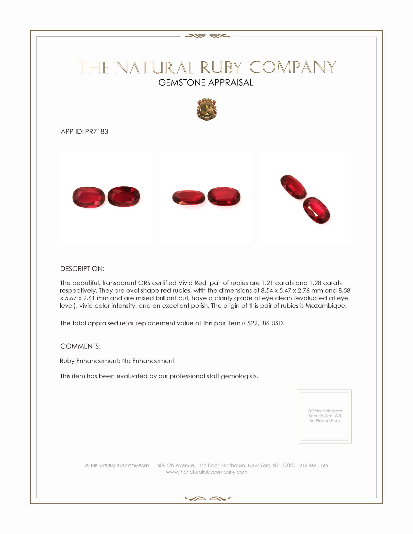2.49 Ct.Tw. Ruby Pair from Mozambique