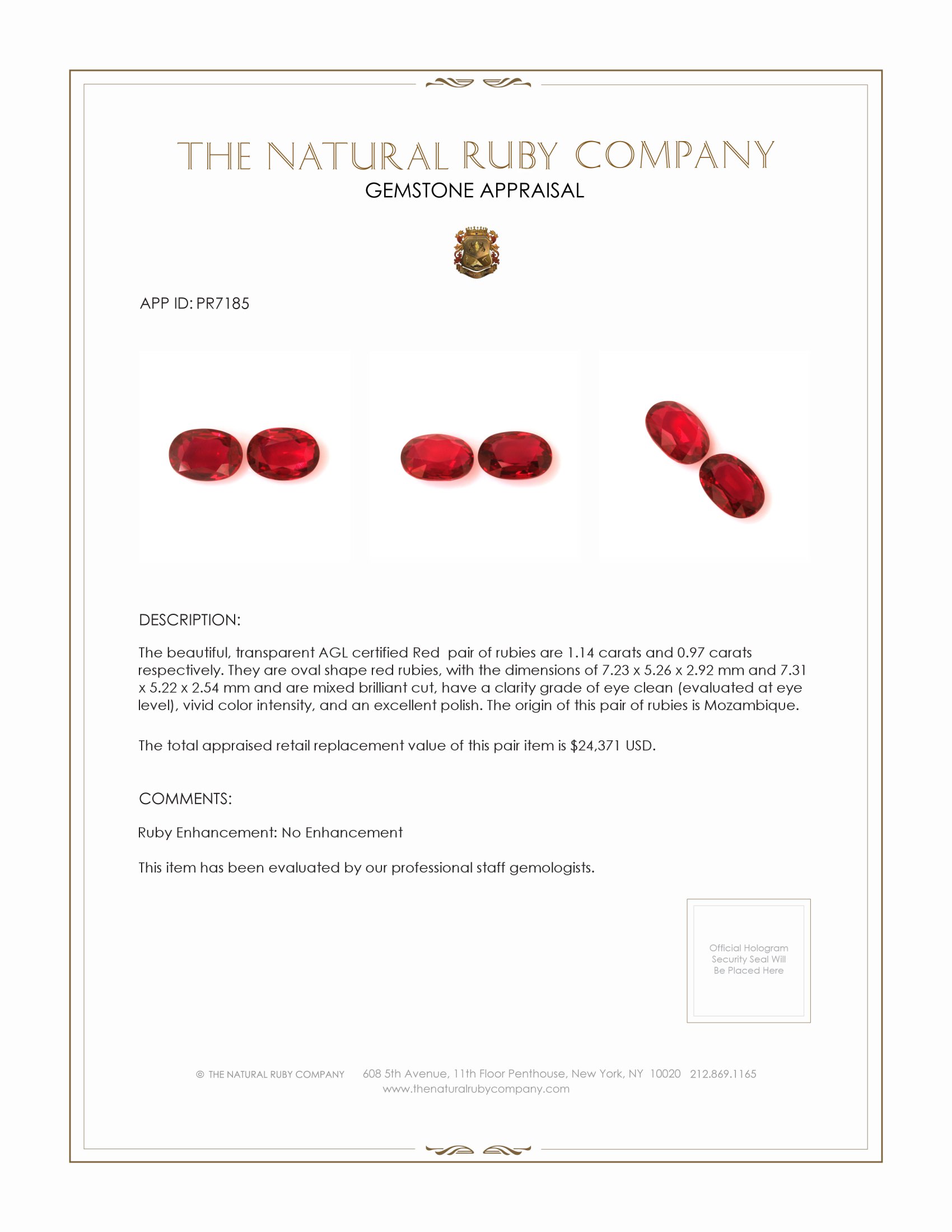 2.11 Ct.Tw. Ruby Pair from Mozambique